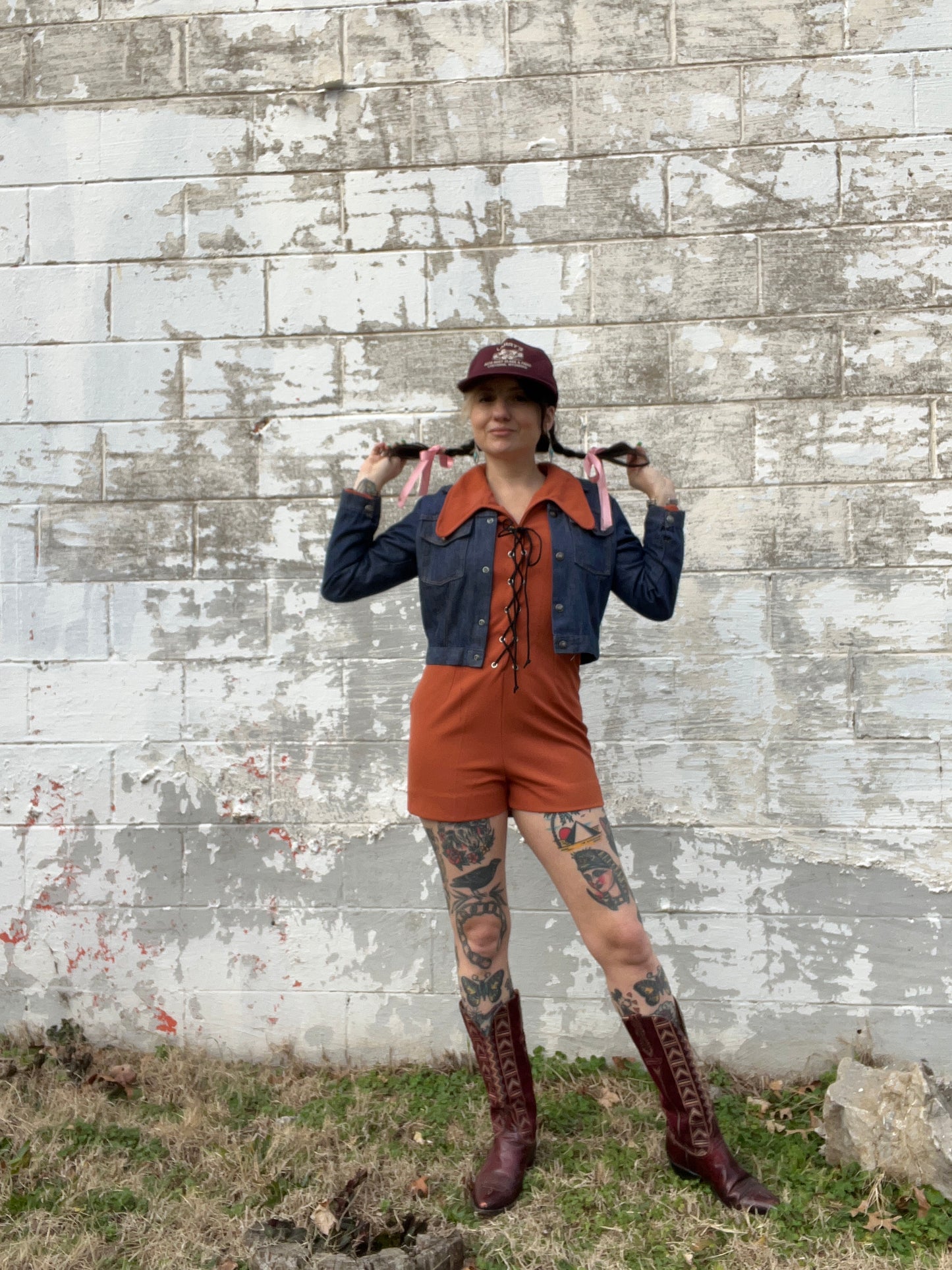 1970s Lace Up Romper