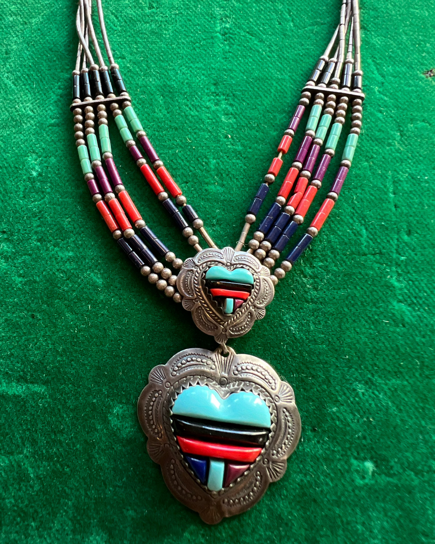 VTG Heart Pendant Turquoise Necklace