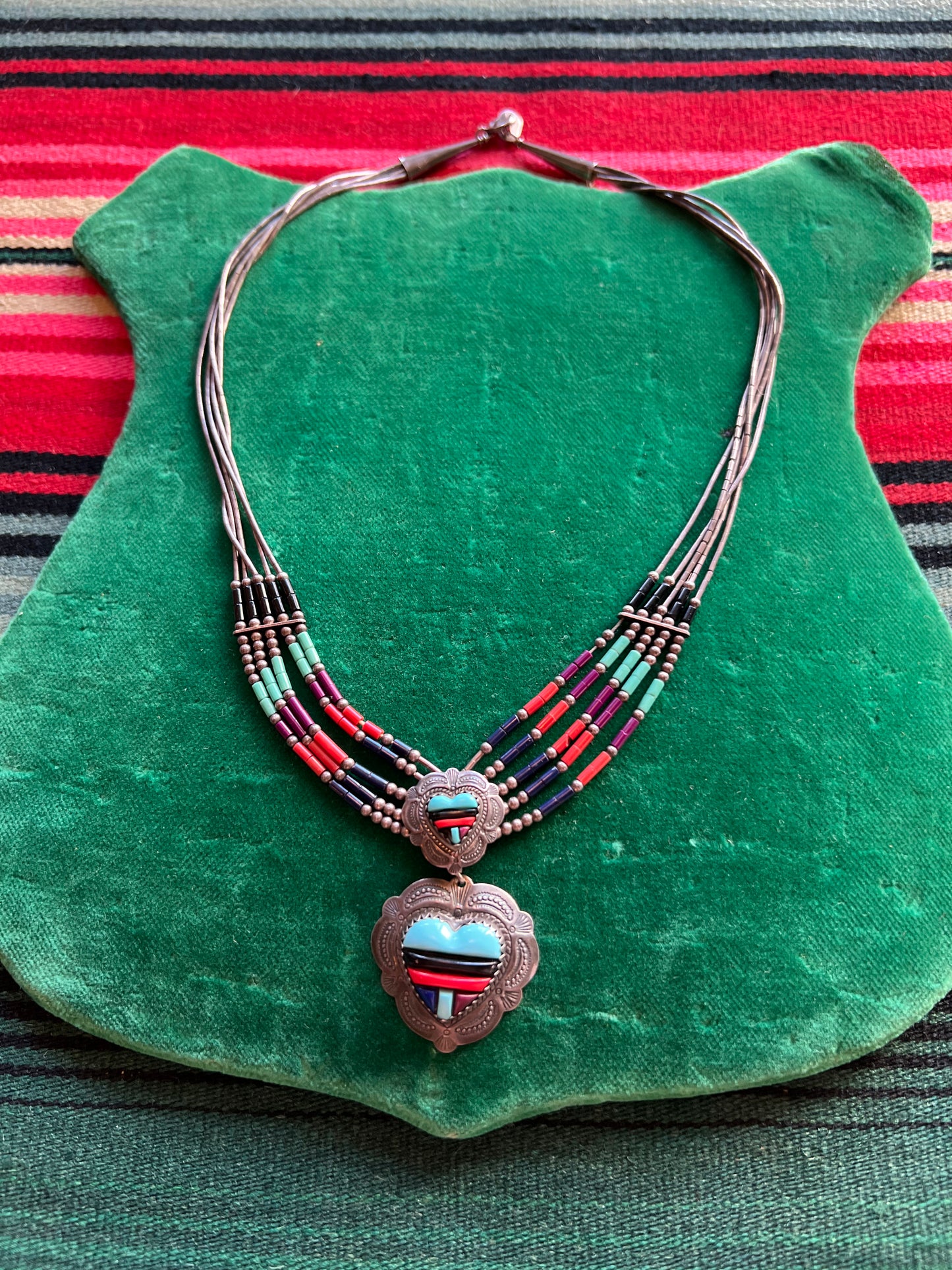 VTG Heart Pendant Turquoise Necklace