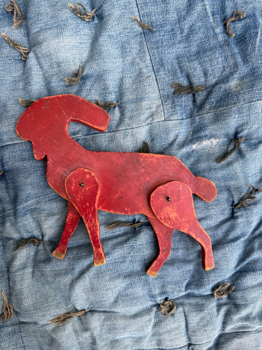 1800s Handmade Articulated Wood Goat (PS)