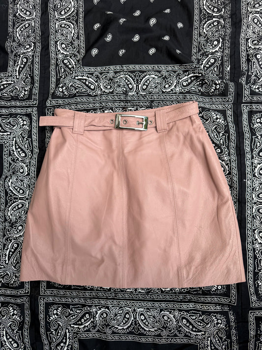 Pink Wilson's Leather Mini Skirt