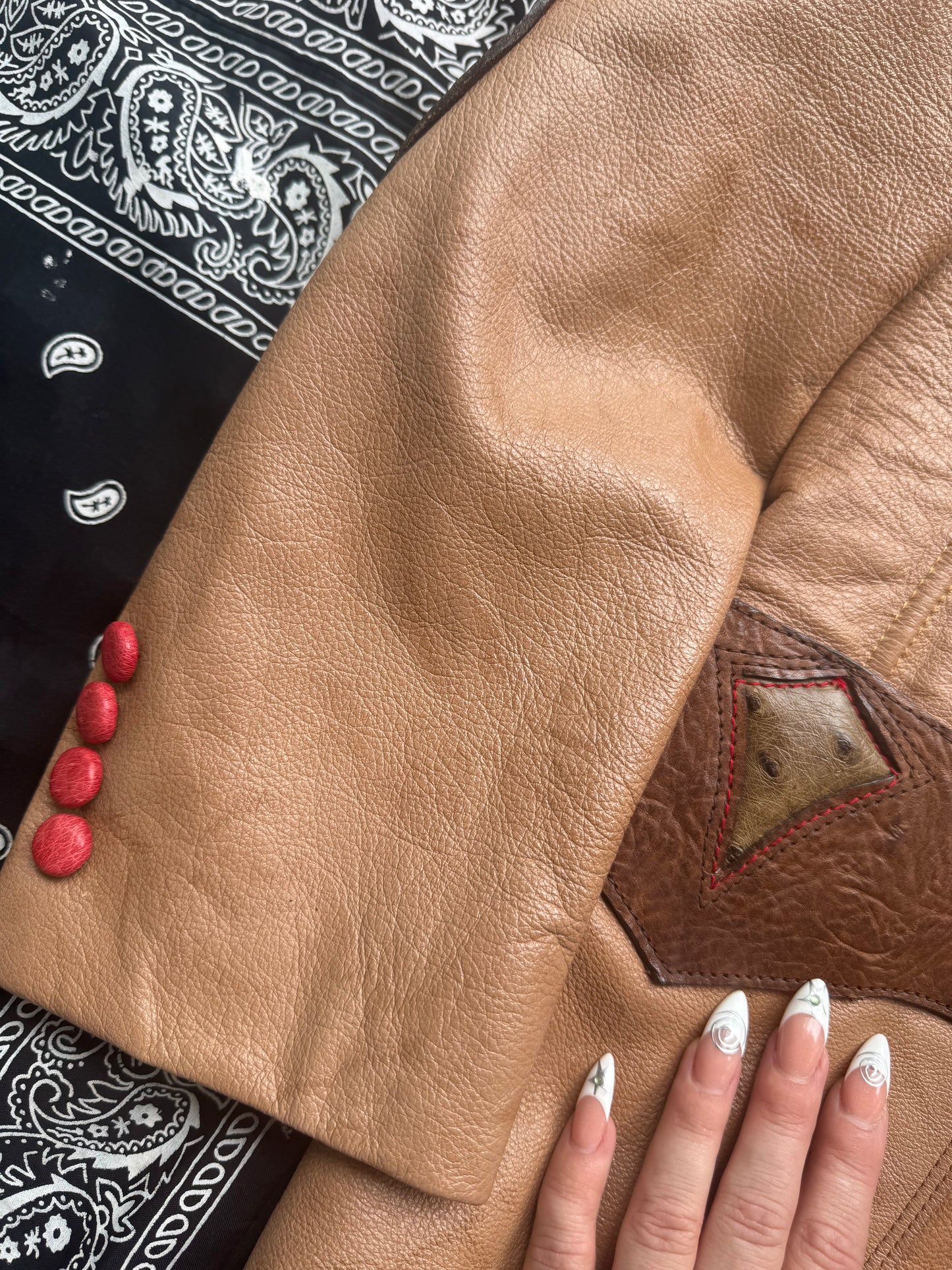 Vintage Custom Leather Blazer with Arrows Design by Mancha