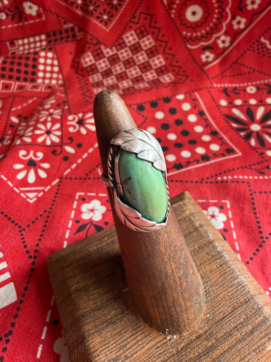 Turquoise and Sterling Leaf Ring size 3.75 (C)
