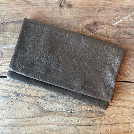 Vintage Brown Leather Folding Clutch