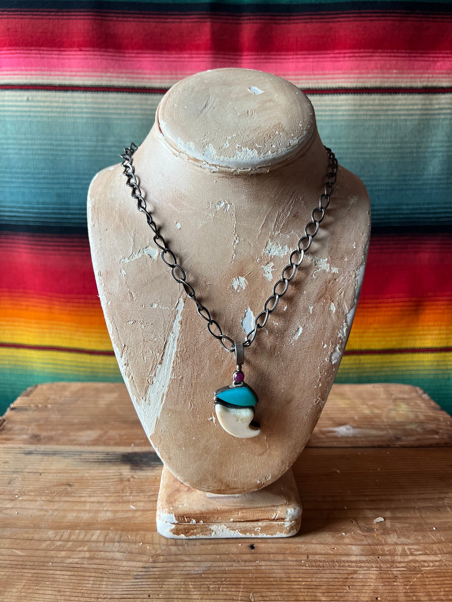 Sterling Bear Claw Red Dot Pendant w/ Chain