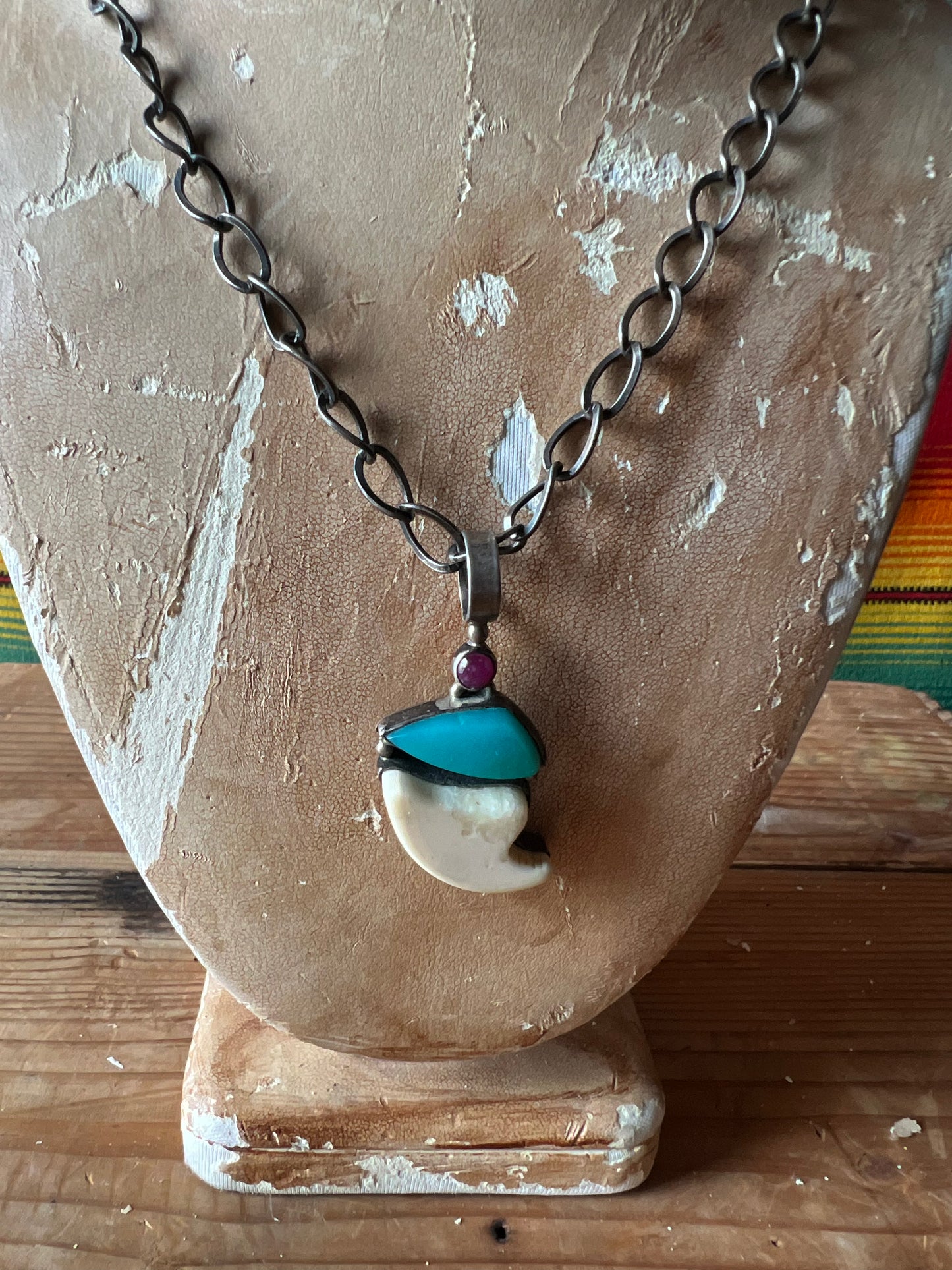Sterling Bear Claw Red Dot Pendant w/ Chain