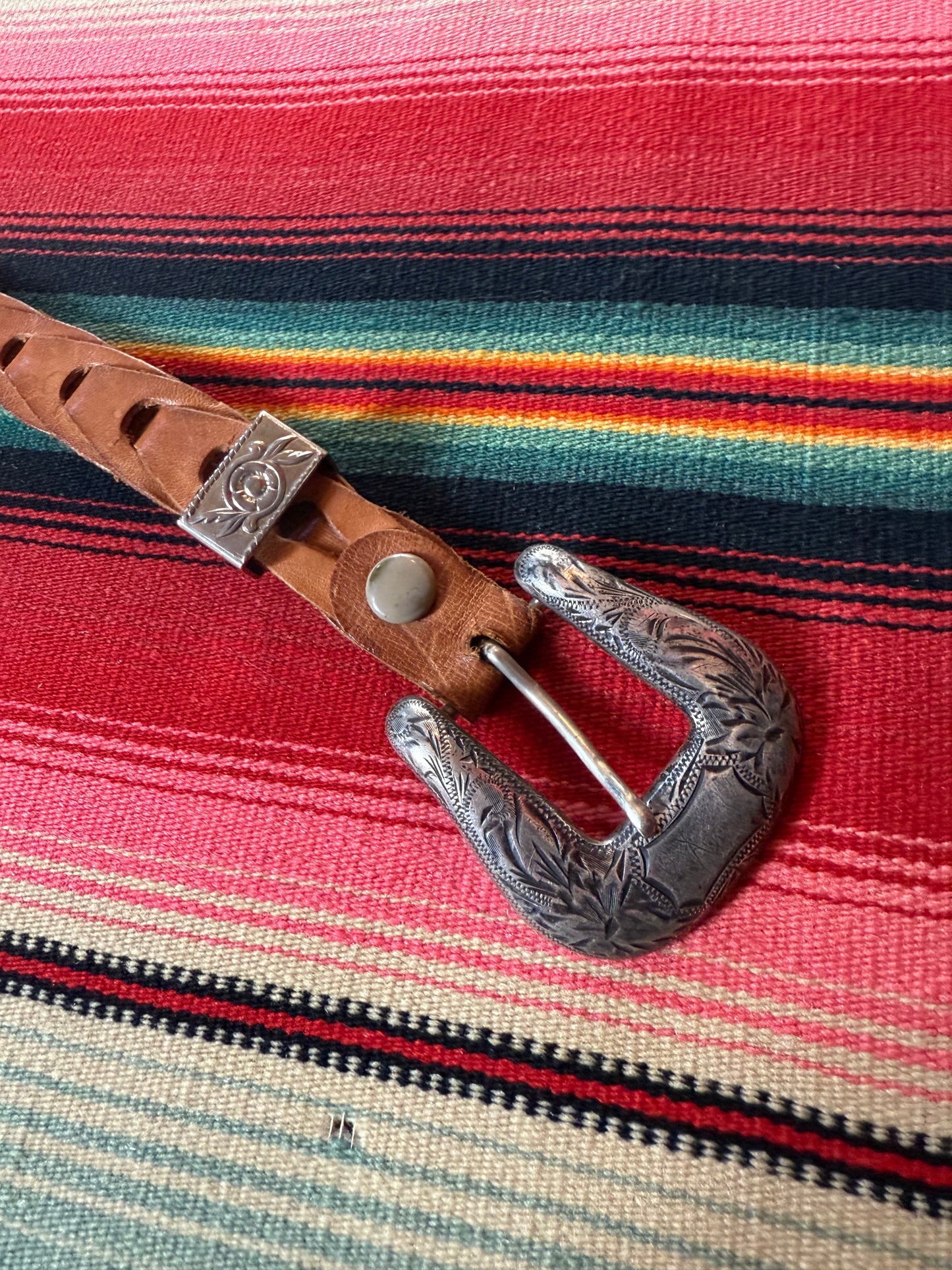 Vintage leather and sterling Sunset Trails belt