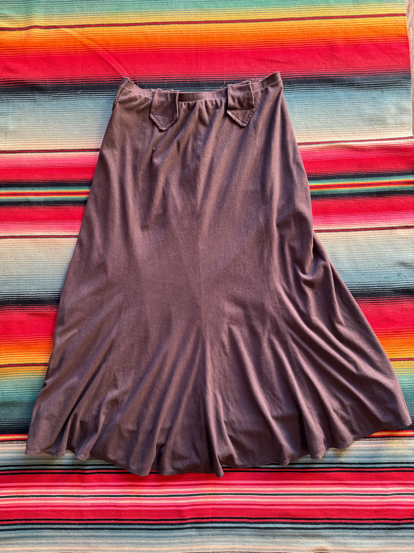Brown Microsuede Western Skirt