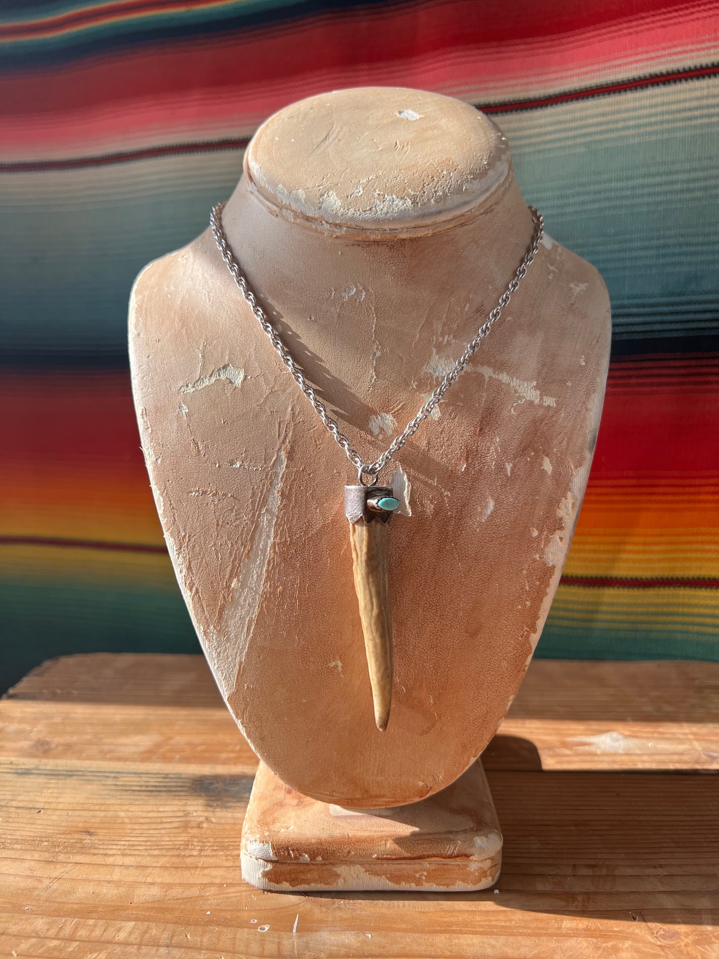 Antler Turquoise Sterling Rope Chain Necklace