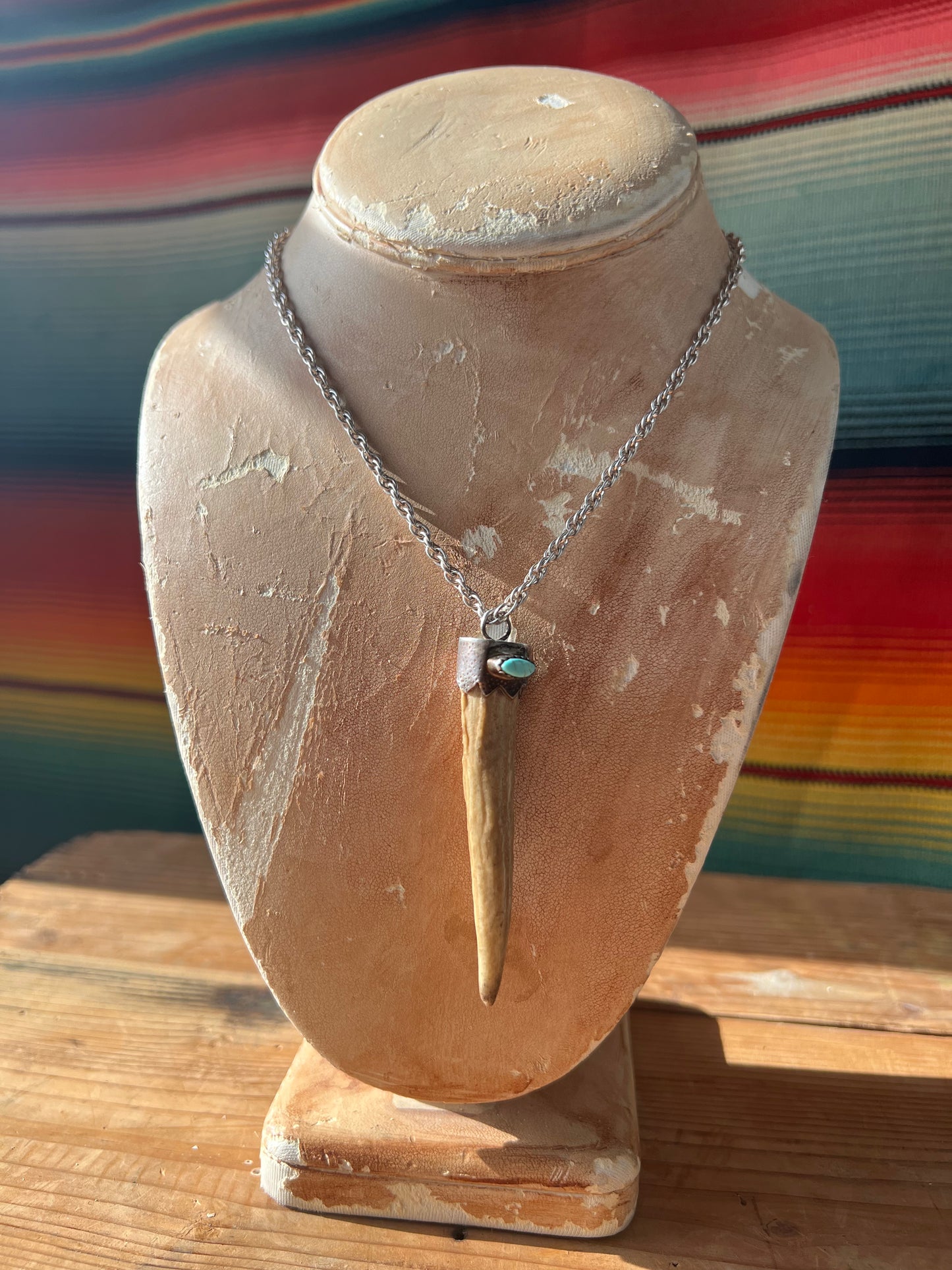 Antler Turquoise Sterling Rope Chain Necklace