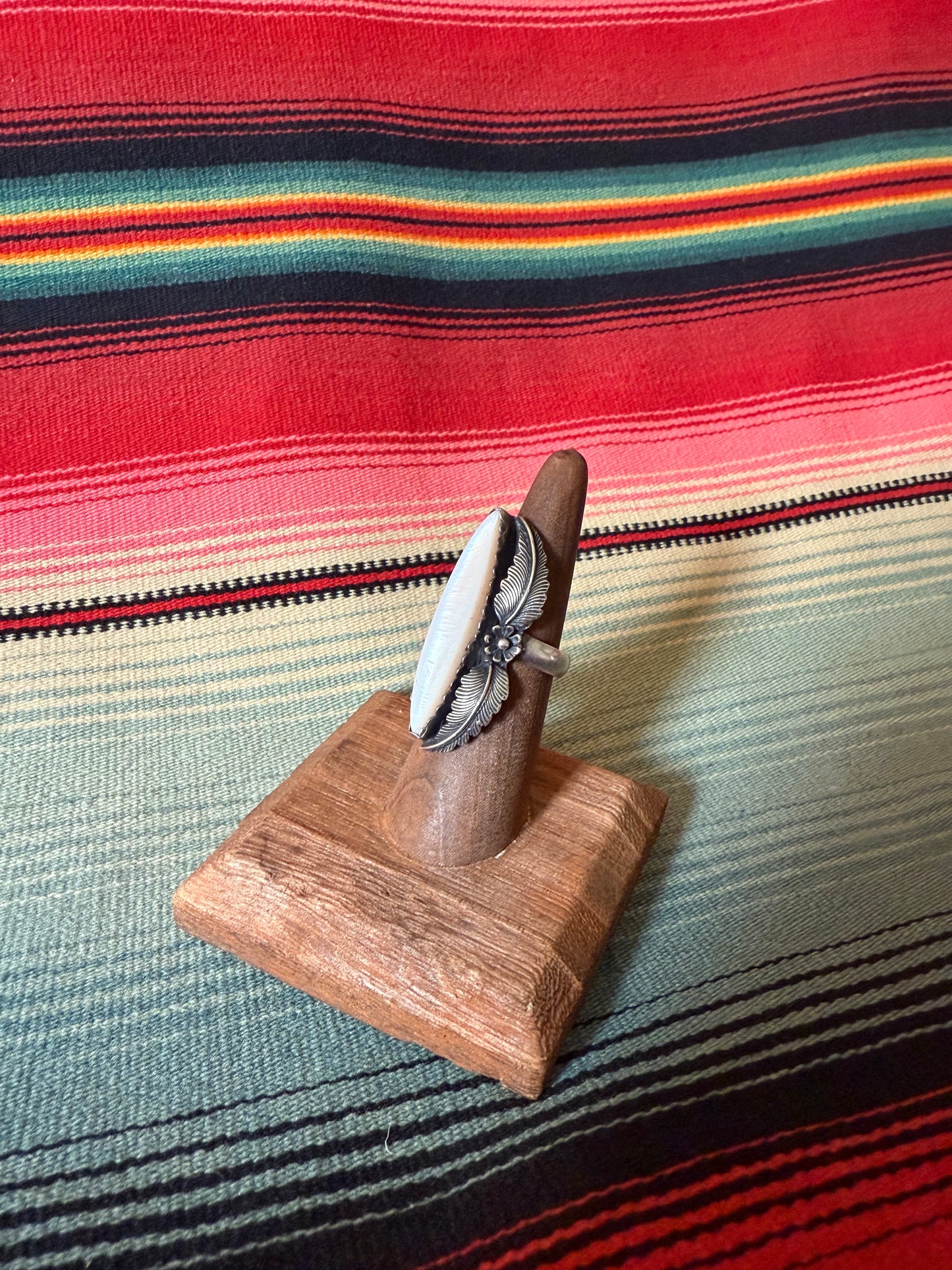 Mother of Pearl and Silver Leaf Ring