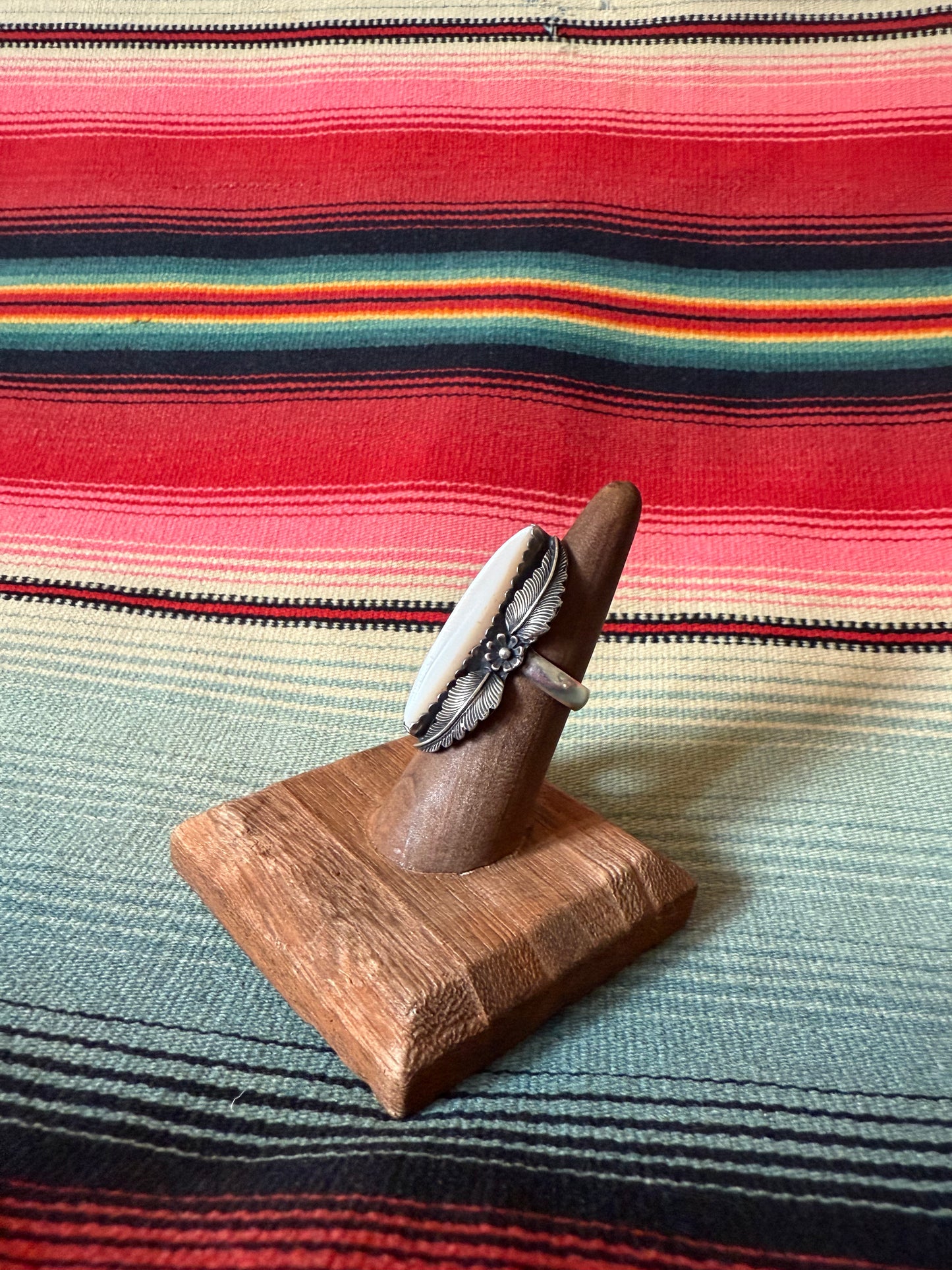 Mother of Pearl and Silver Leaf Ring