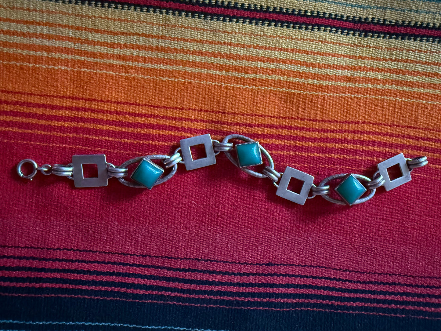 VTG Sterling & Green Stone Bracelet