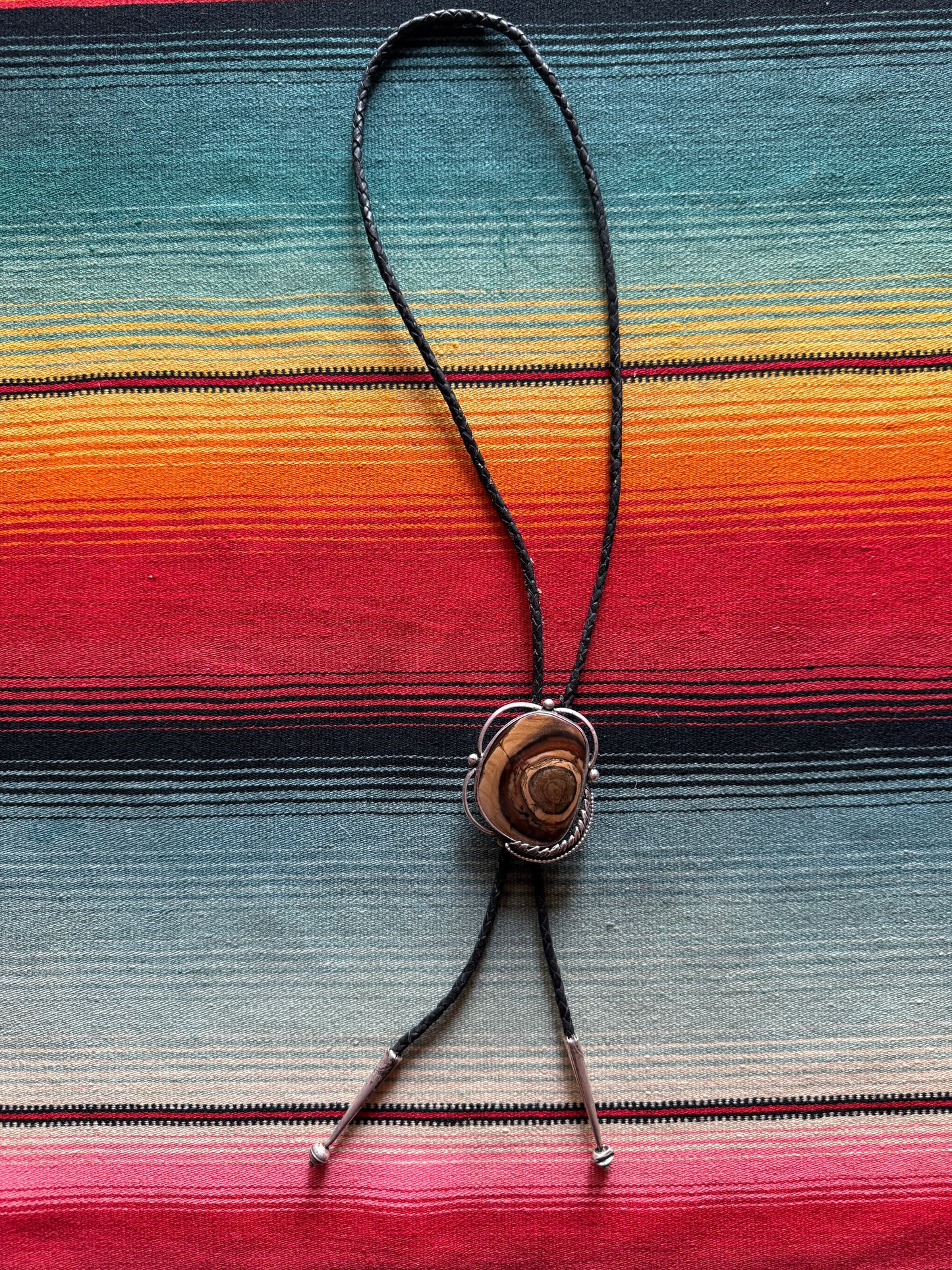 Vintage Sterling and Petrified Wood Bolo