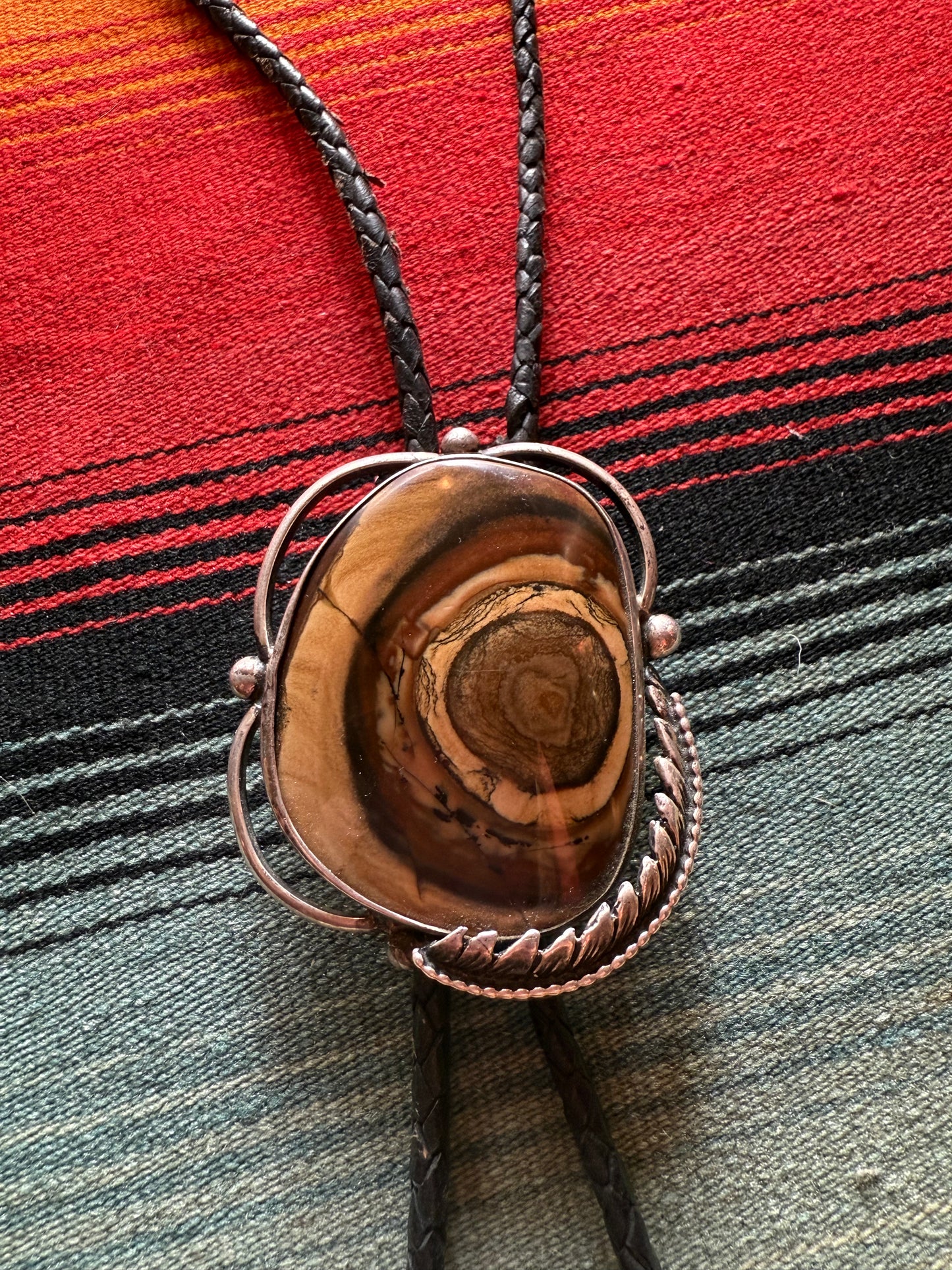 Vintage Sterling and Petrified Wood Bolo