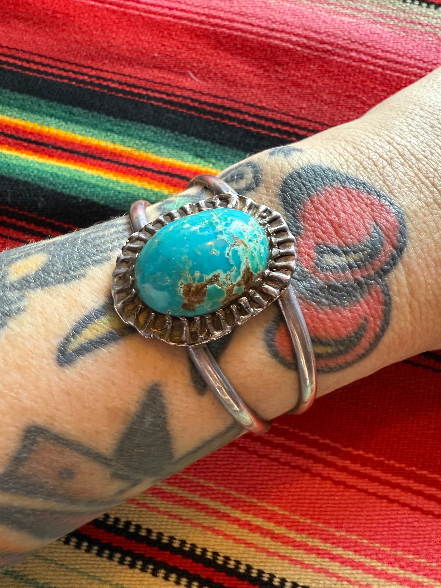 Tortoise Shell Style Turquoise Setting Cuff