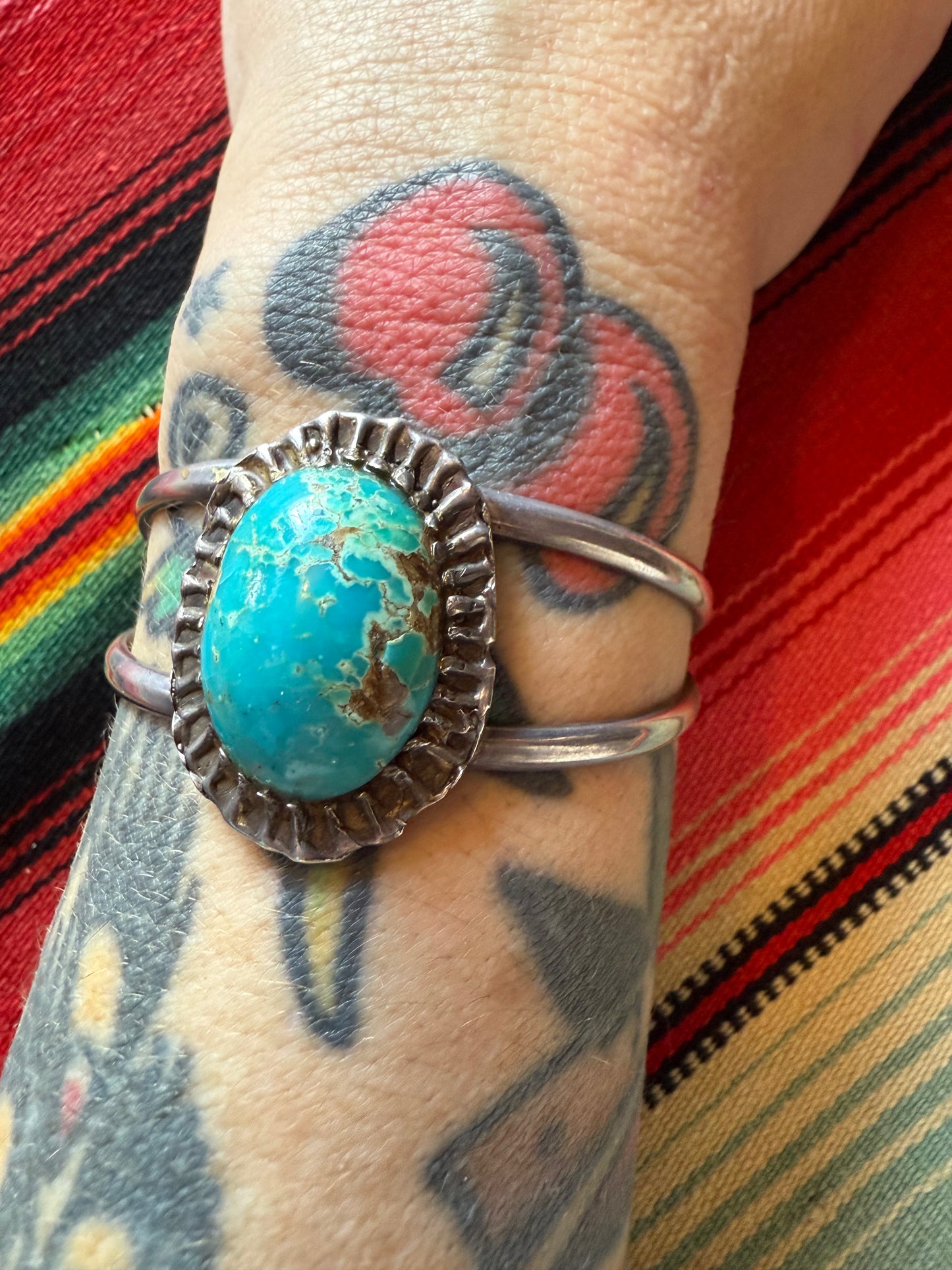 Tortoise Shell Style Turquoise Setting Cuff