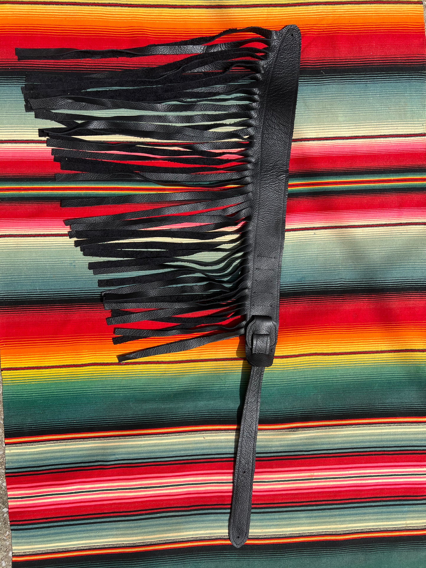 Black Leather Fringe Guitar Strap
