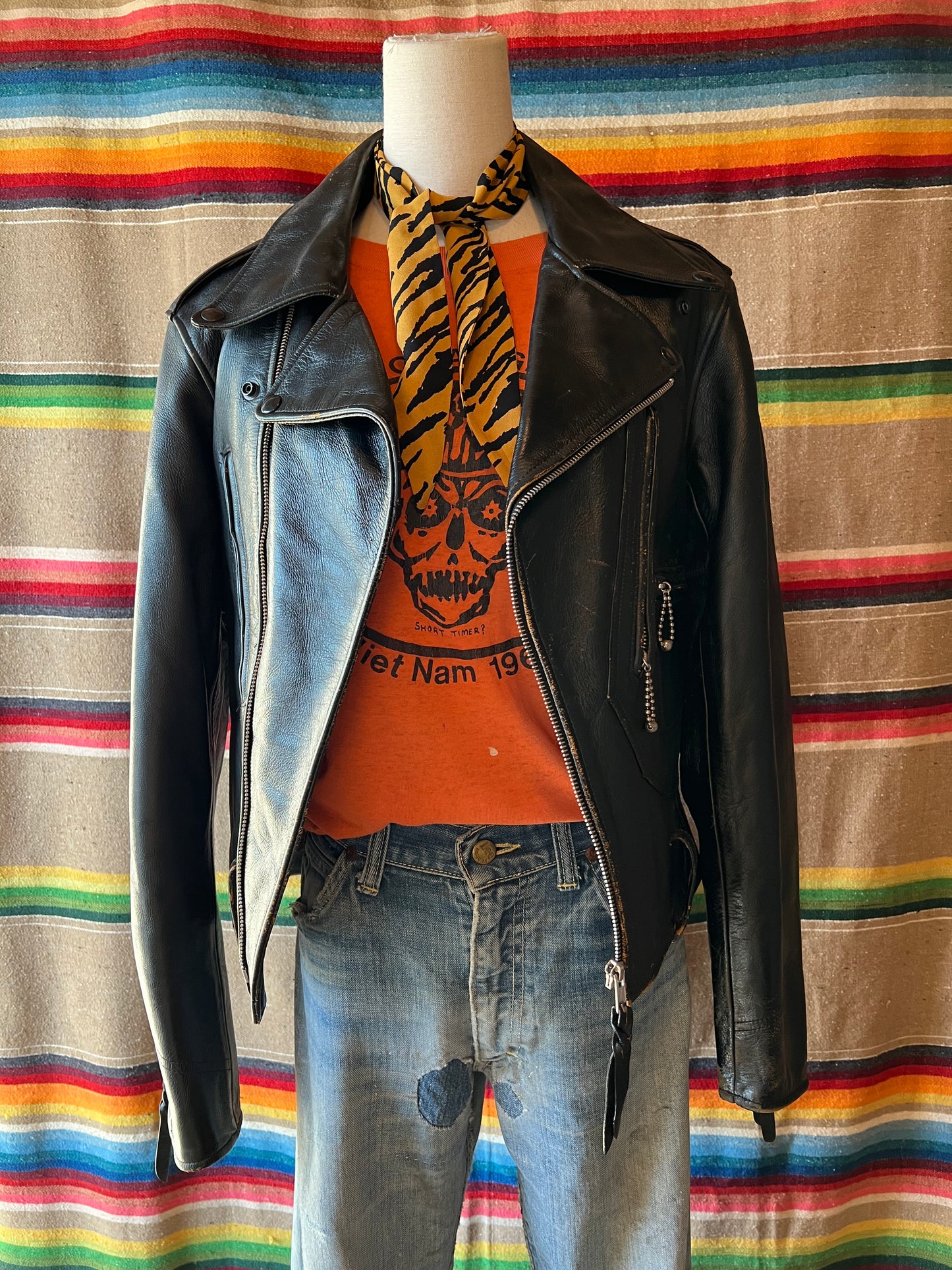 1950s Style Indian Horse Hide Moto Jacket