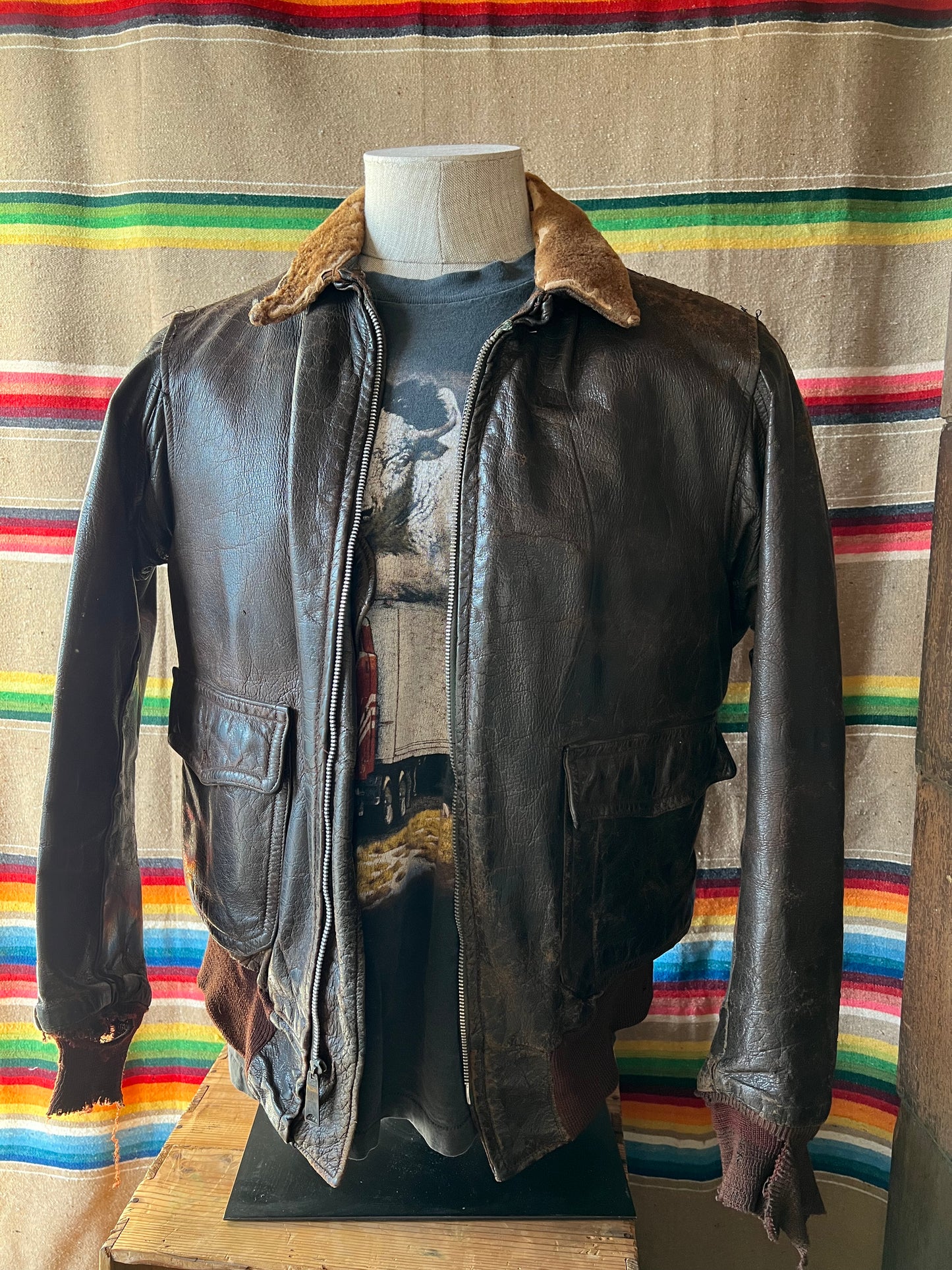 1950s Brown Leather Jacket AS IS