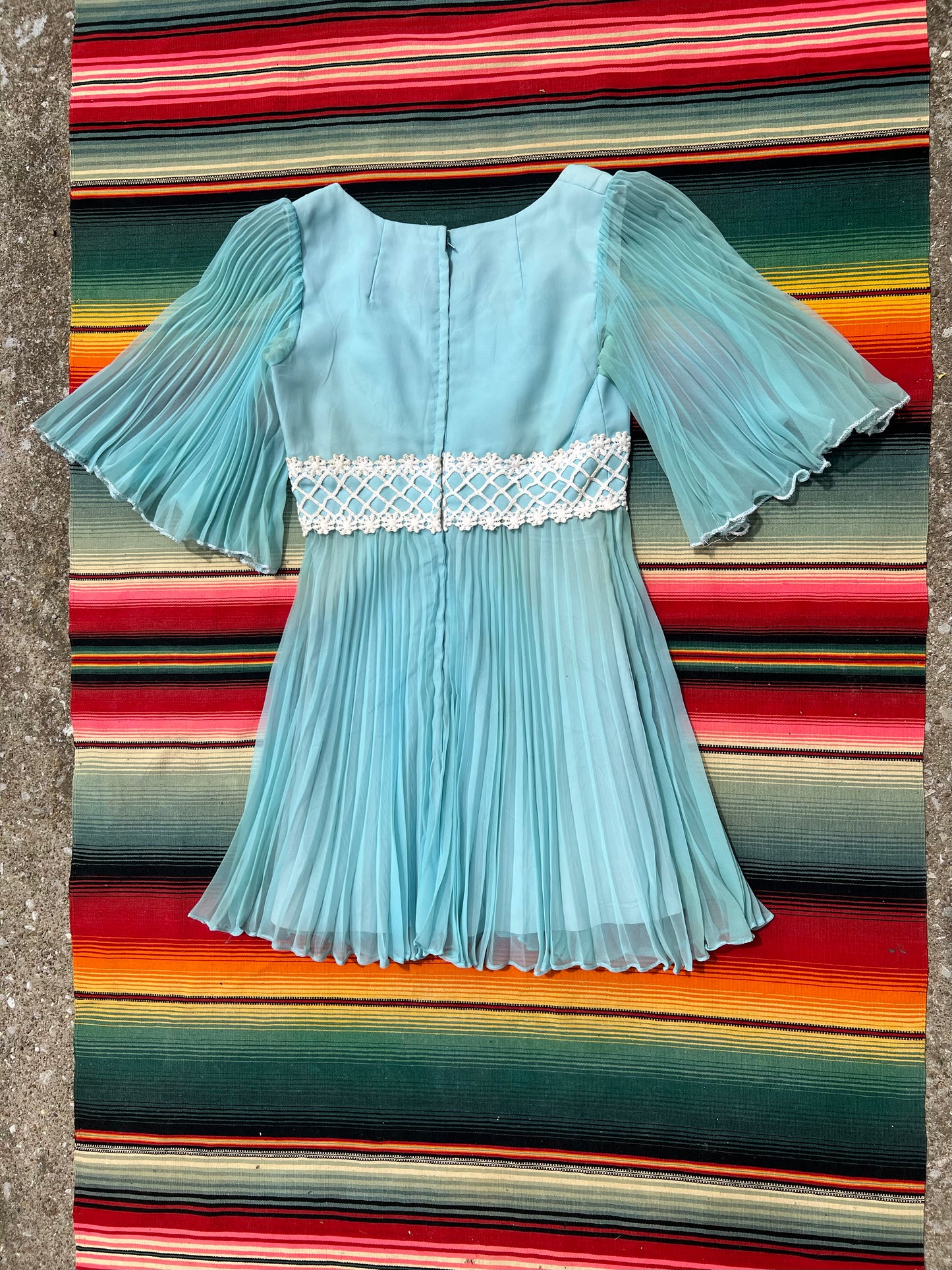 1960s Baby Blue Chiffon Mini Dress