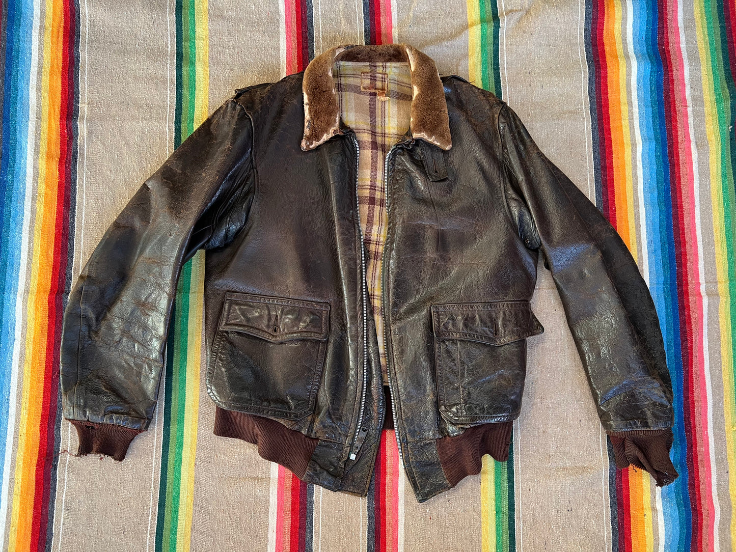 1950s Brown Leather Jacket AS IS