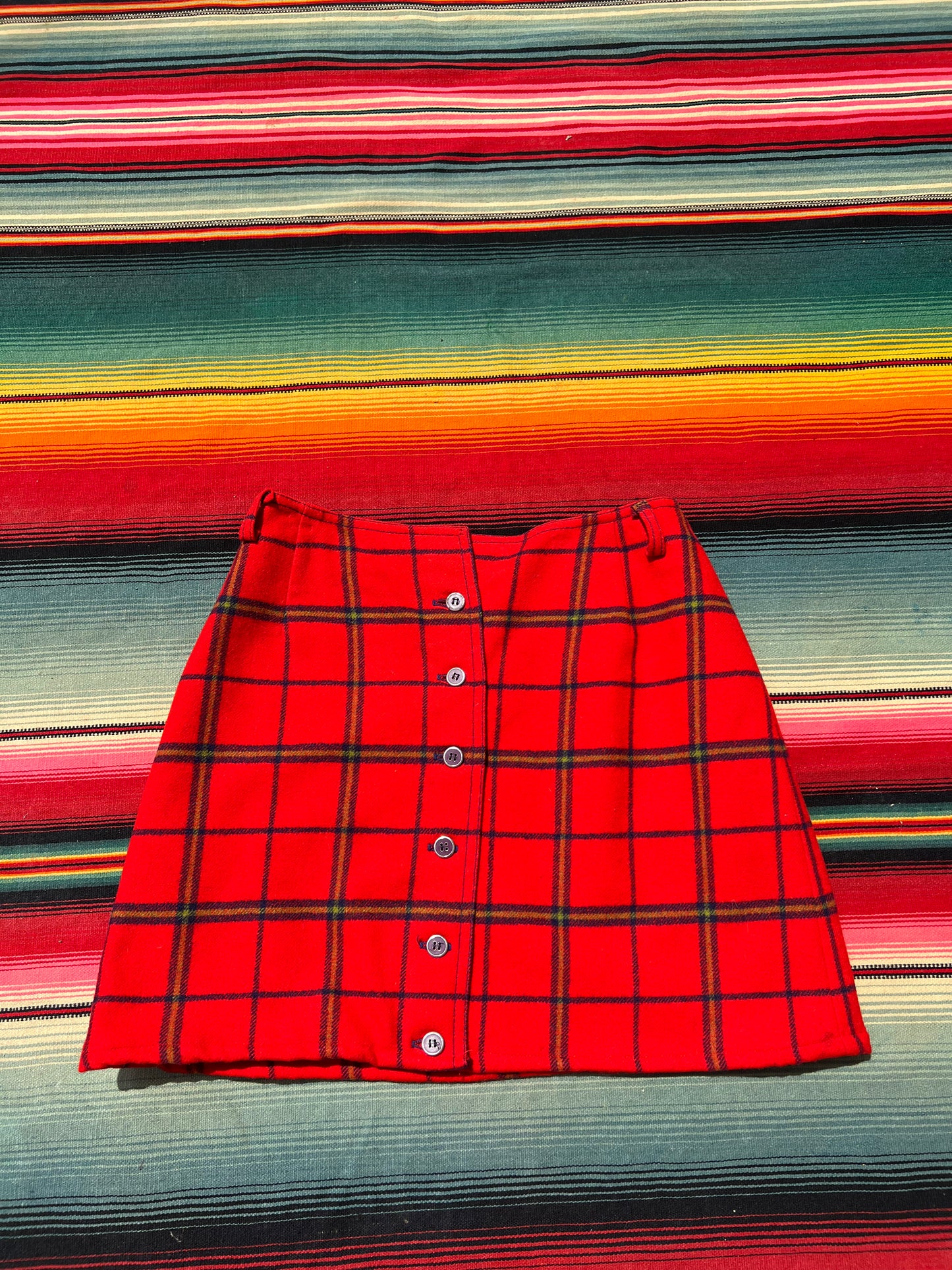 1970s Plaid Wool Mini Skirt