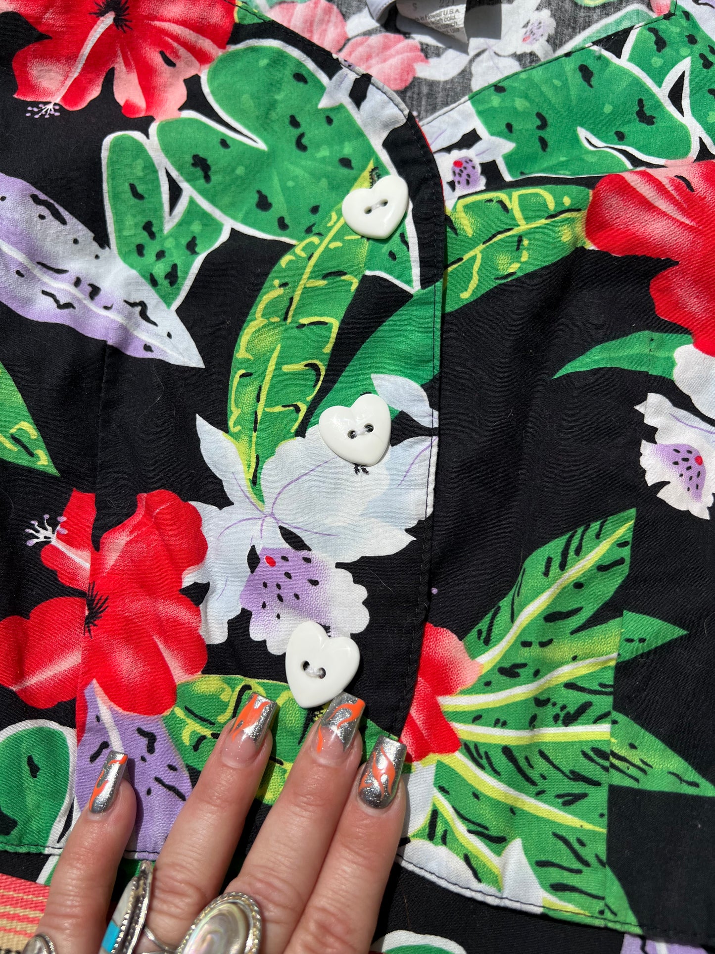 1980s Tropical Skirt Set w/ Heart Buttons