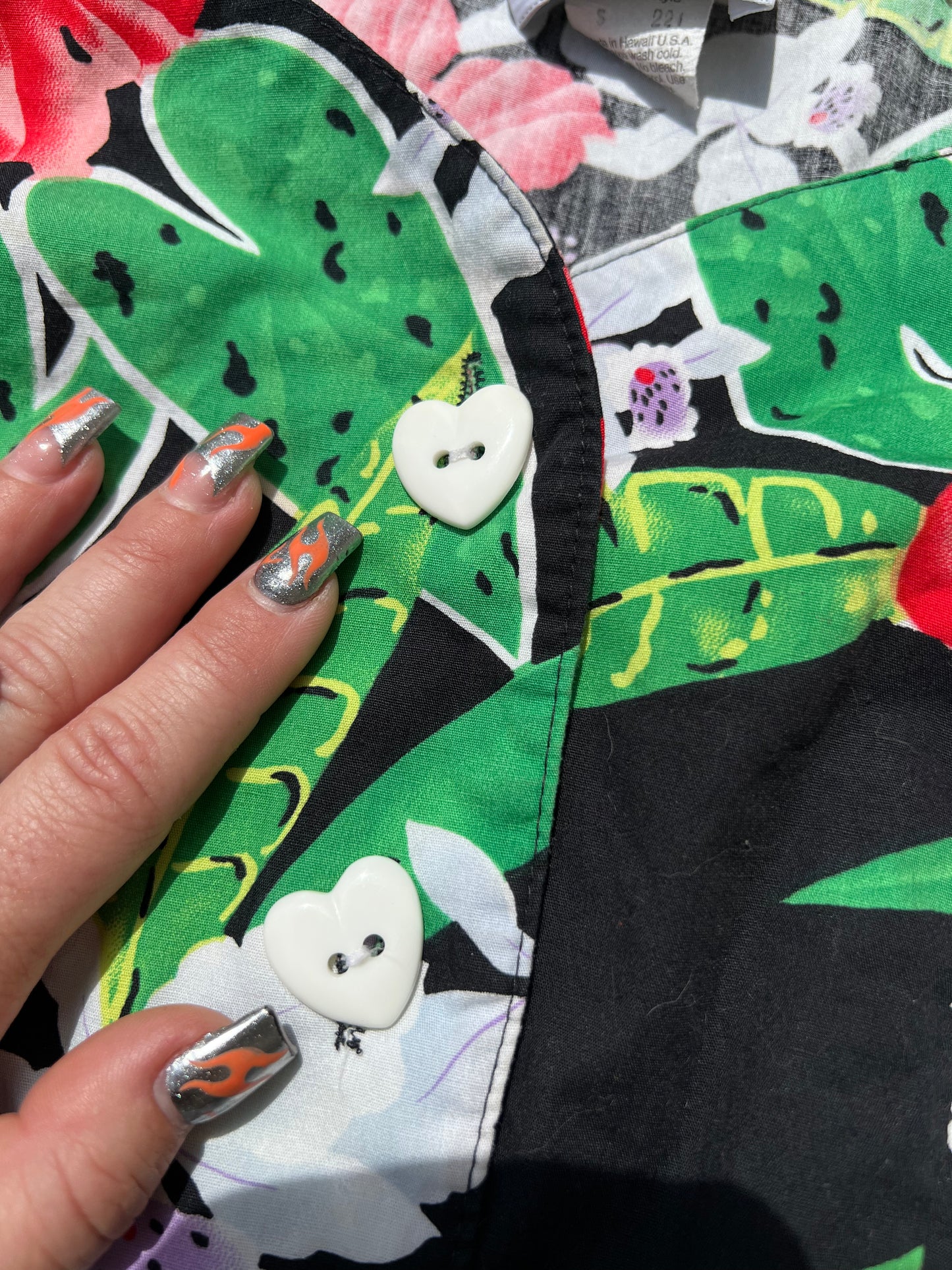 1980s Tropical Skirt Set w/ Heart Buttons