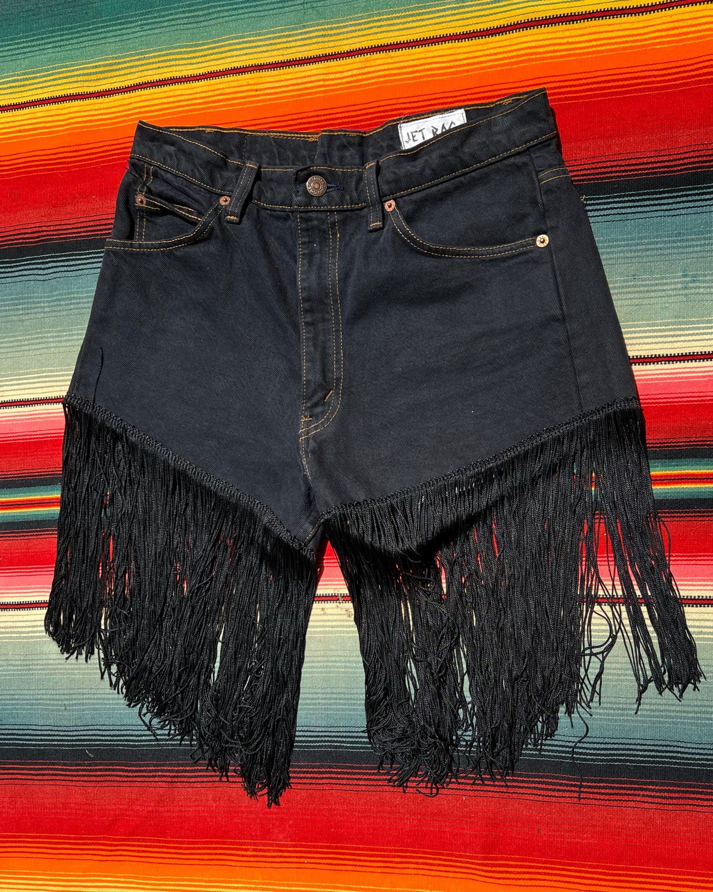 Reworked Vintage Denim Fringe Shorts