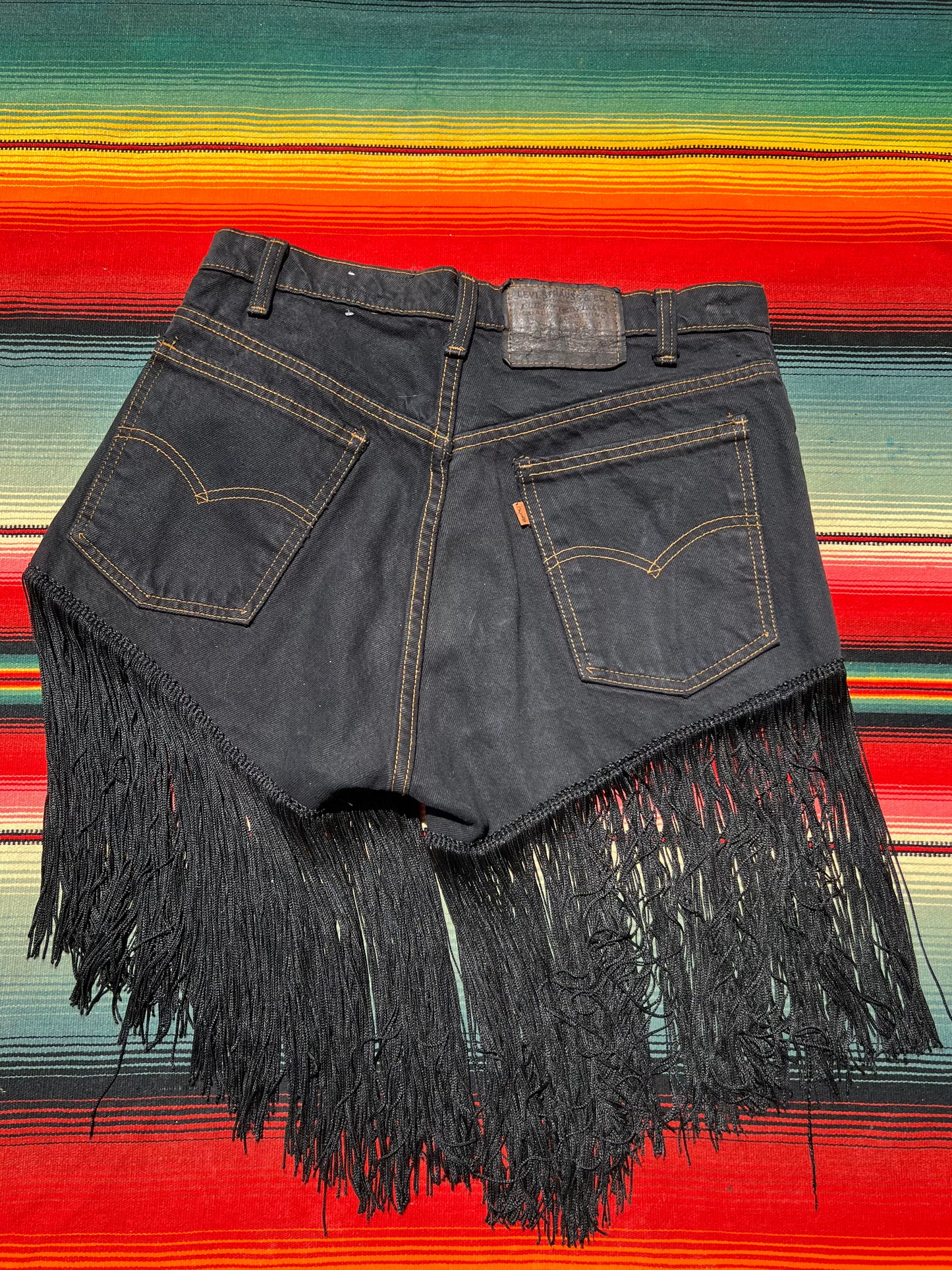 Reworked Vintage Denim Fringe Shorts