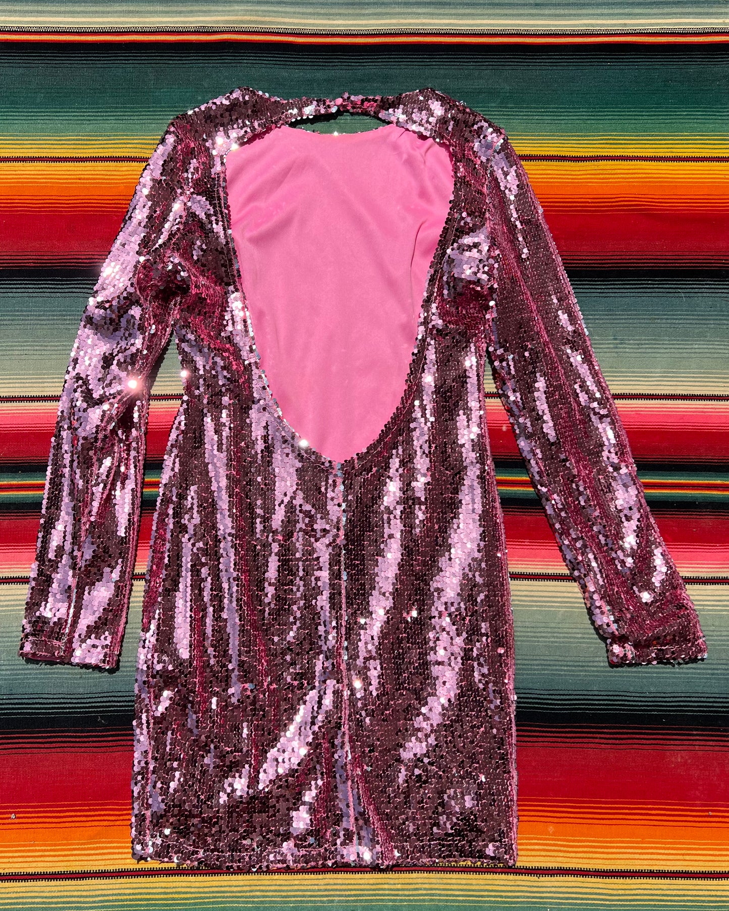 Superdown Pink Sequin Backless Dress