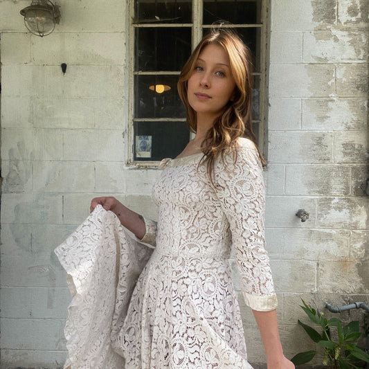 VTG Lace Dress with Satin Collar