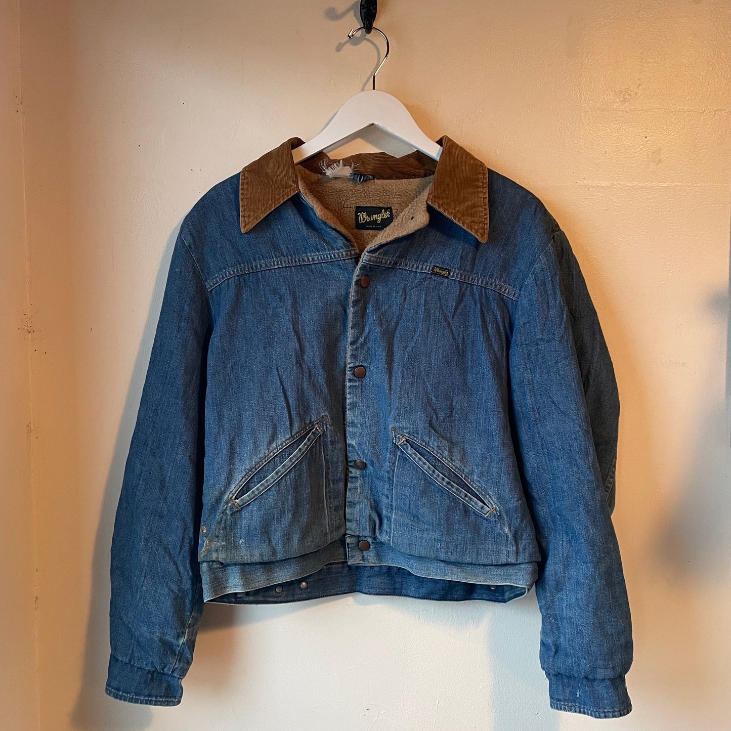 Lined Wrangler Denim Jacket with Corduroy Collar