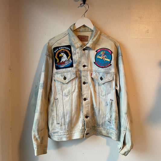 VTG Bleach Dye Patched Levis Denim Jacket