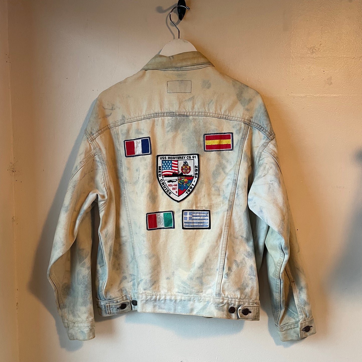 VTG Bleach Dye Patched Levis Denim Jacket