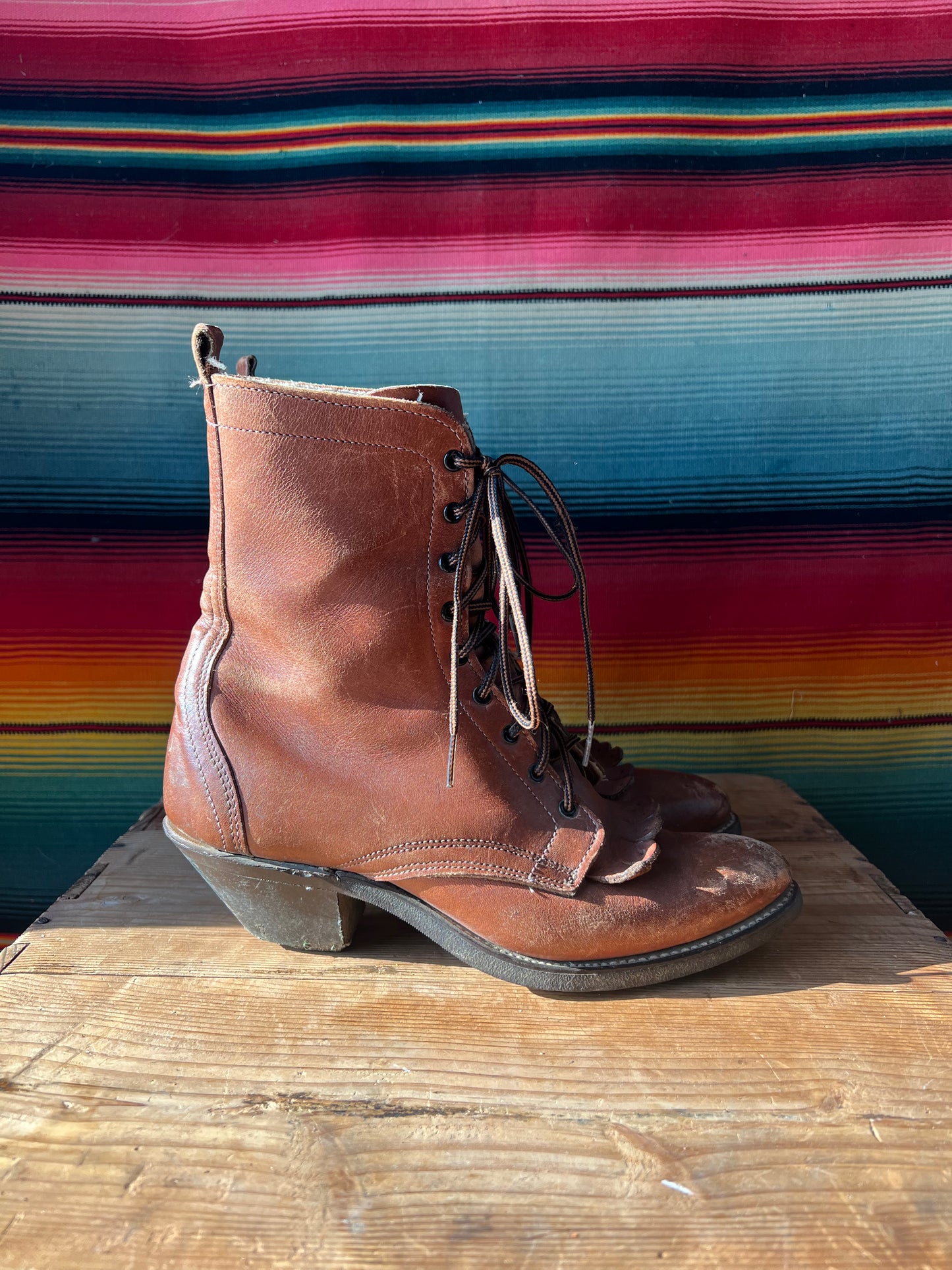 Brown Leather Ropers Size 6