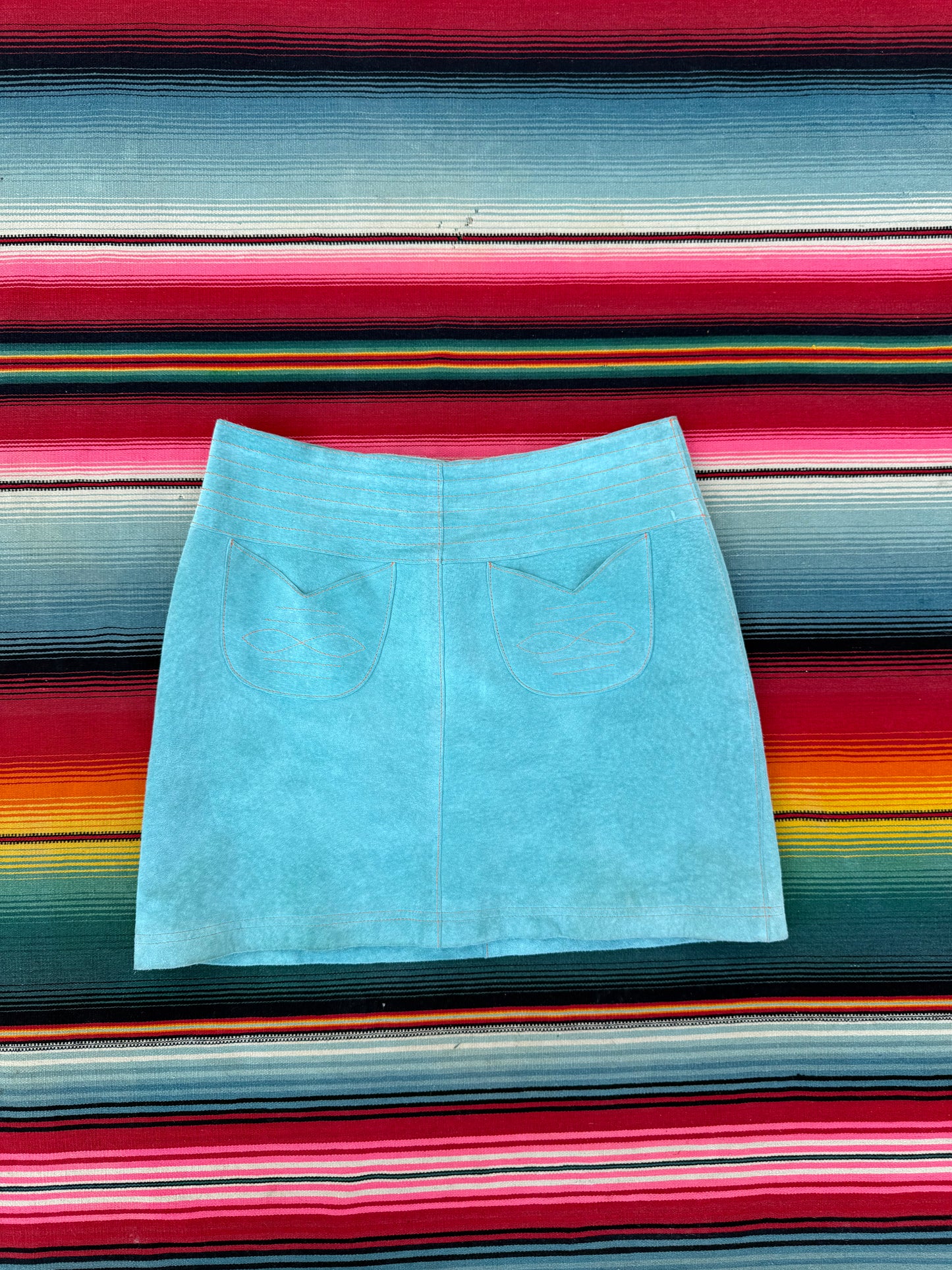 Y2K Teal Suede Skirt