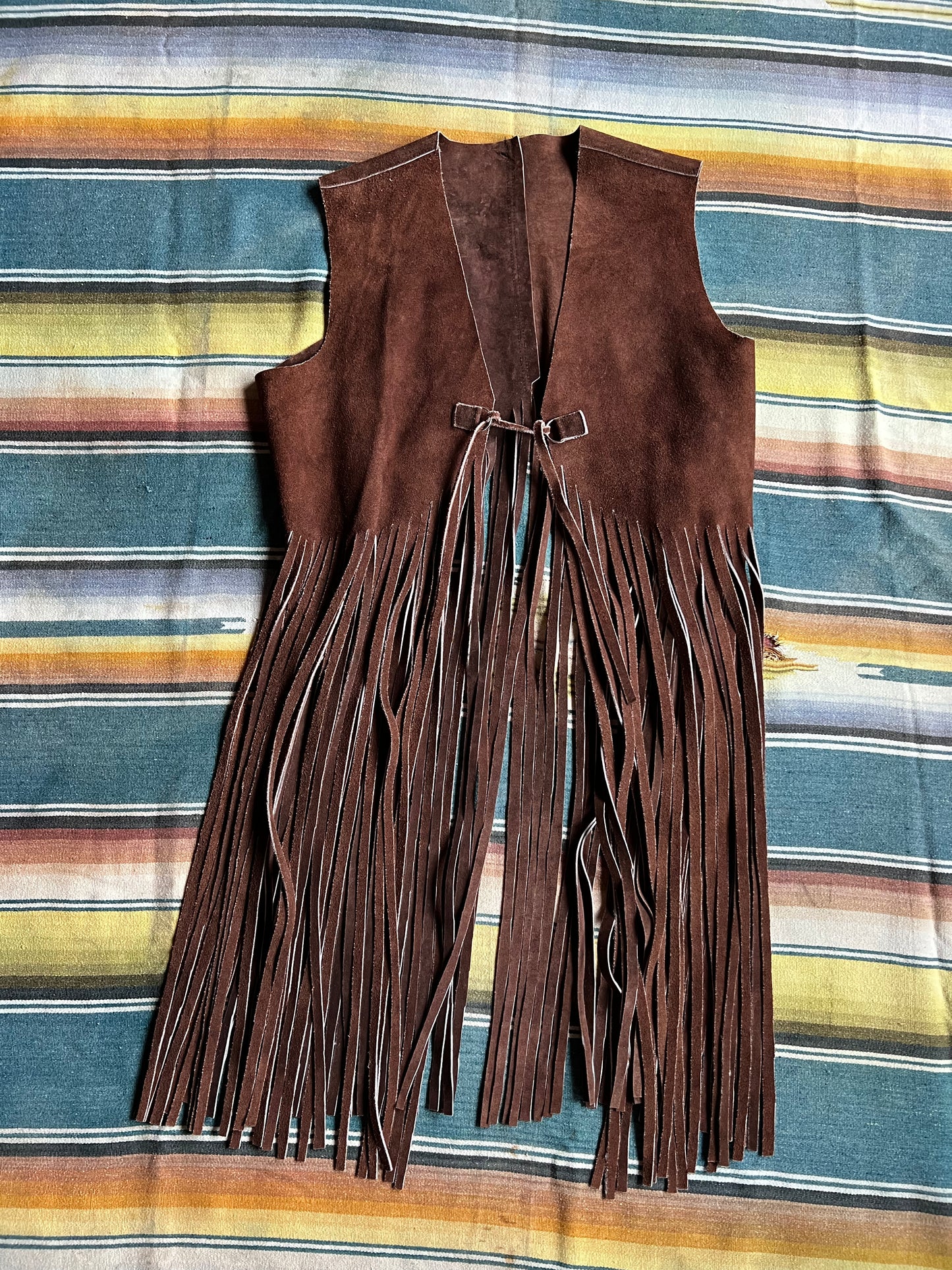 1970s Brown Suede Fringe Vest