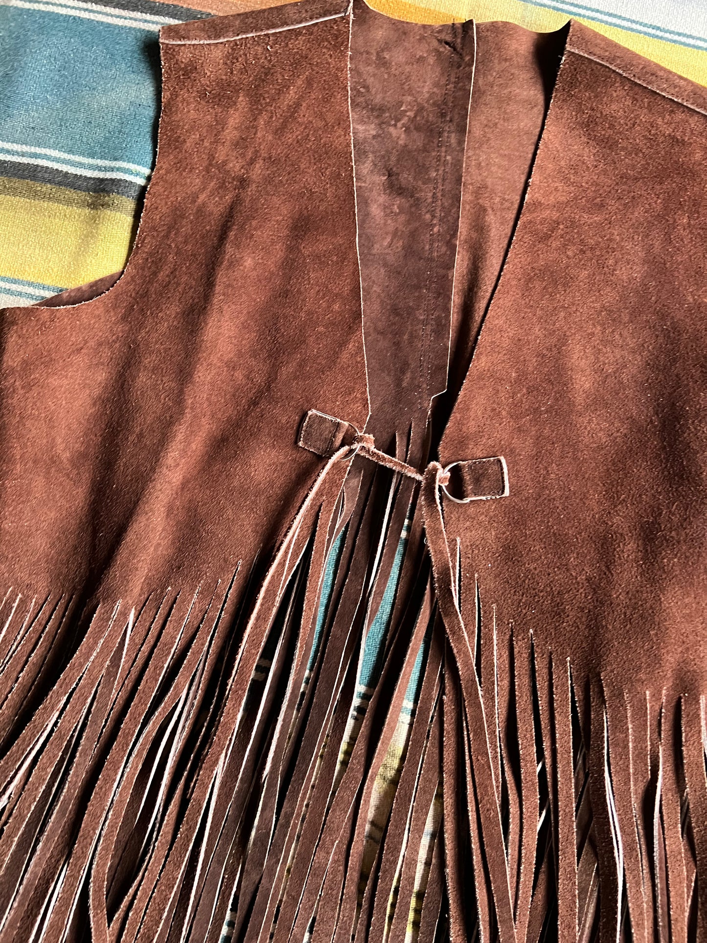 1970s Brown Suede Fringe Vest