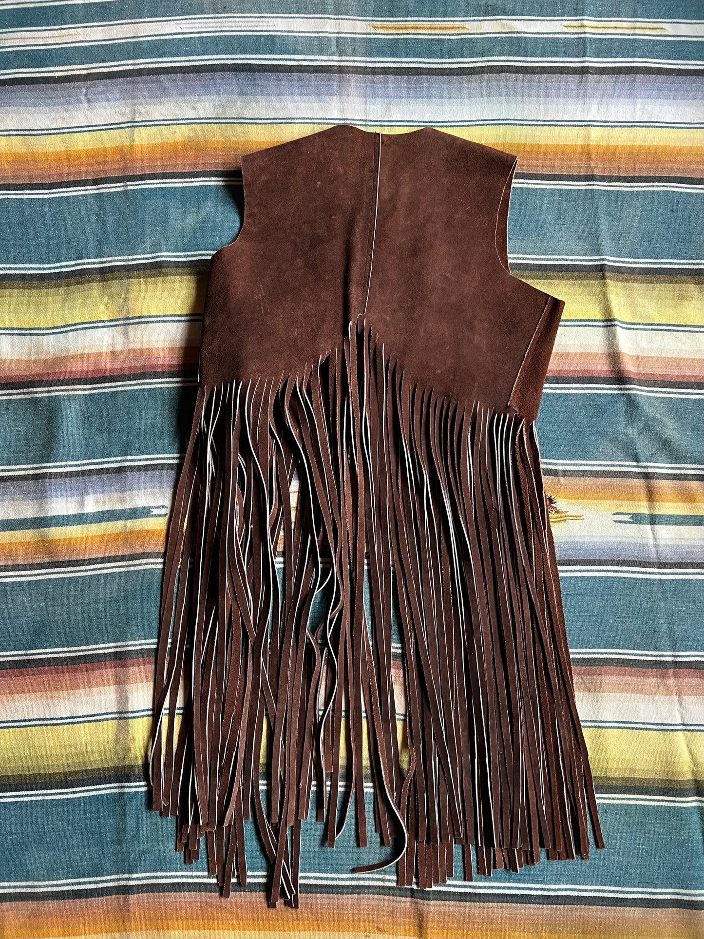 1970s Brown Suede Fringe Vest