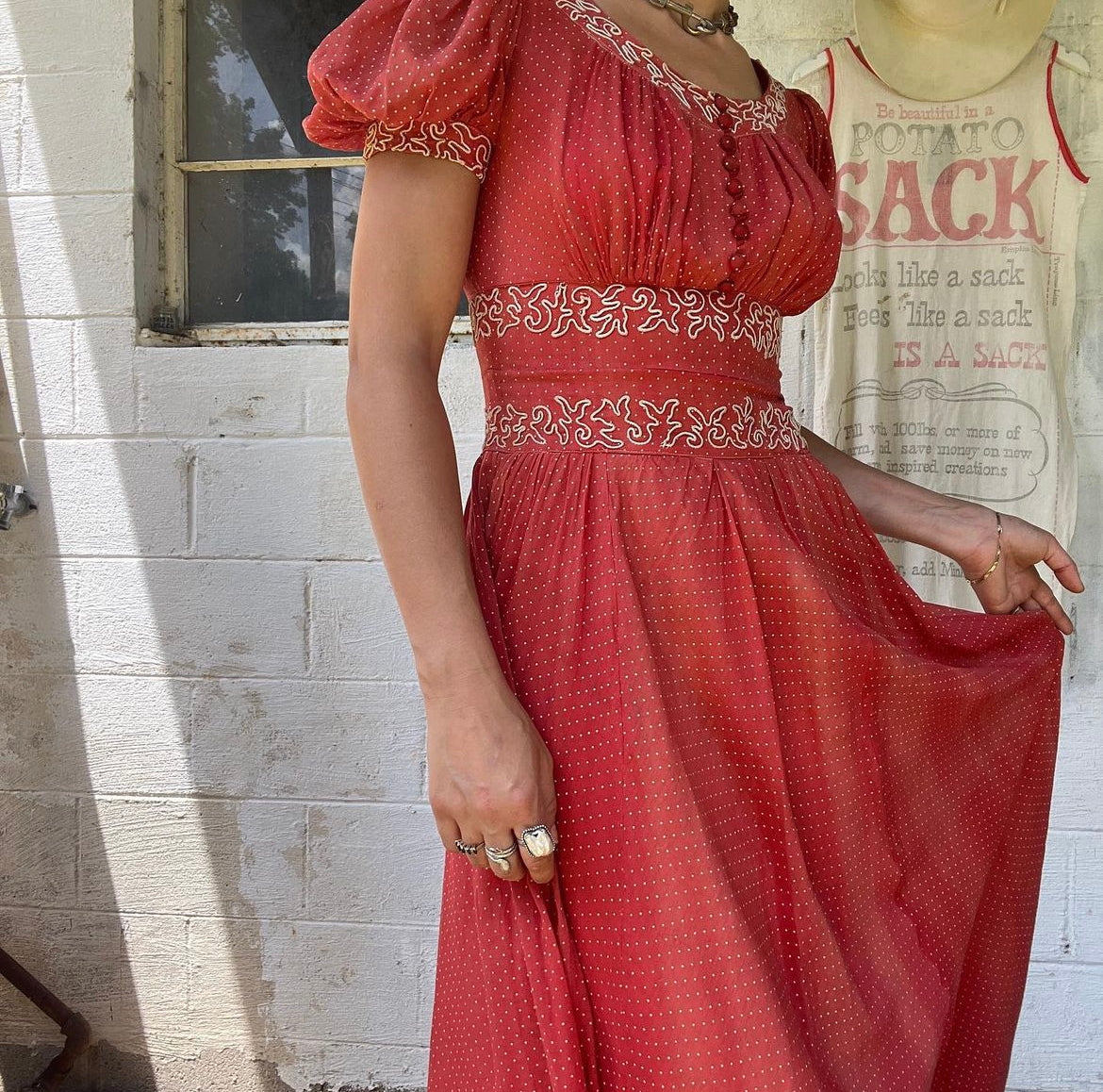 50's/60's Orange Swiss Dot Dress