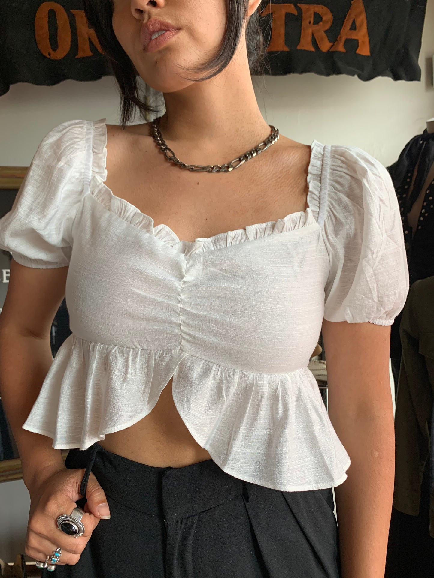 White Cotton Peasant Blouse