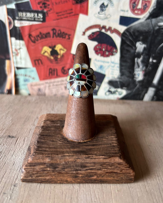 Vintage Zuni Multi StoneInlay Sun God Sterling Ring