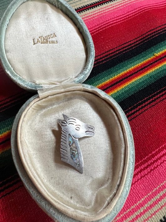 Sterling and Abalone Mexican Horse Pin