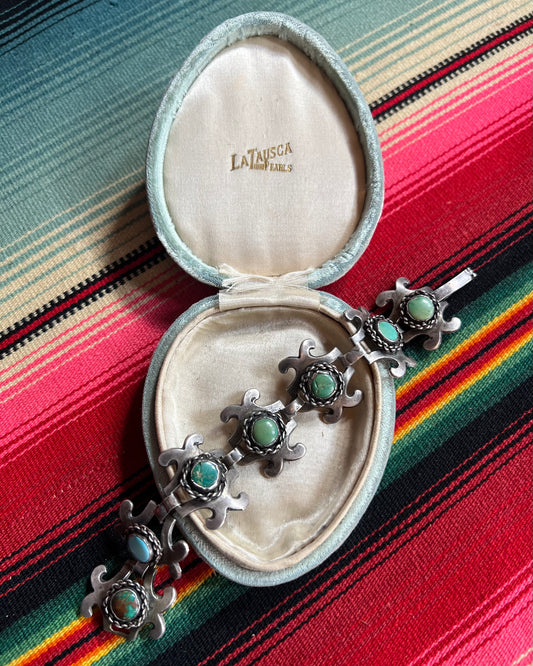 Antique Mexican Sterling and Turquoise Bracelet
