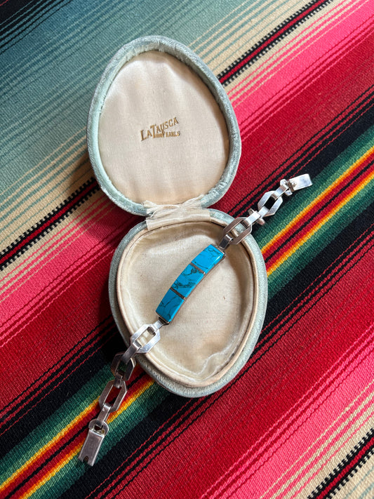 Vintage Mexican faux turquoise and sterling bracelet