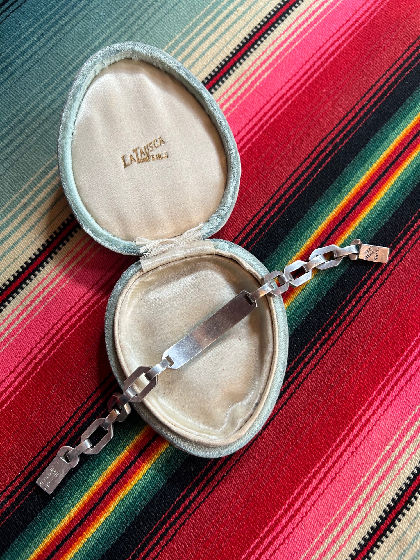 Vintage Mexican faux turquoise and sterling bracelet
