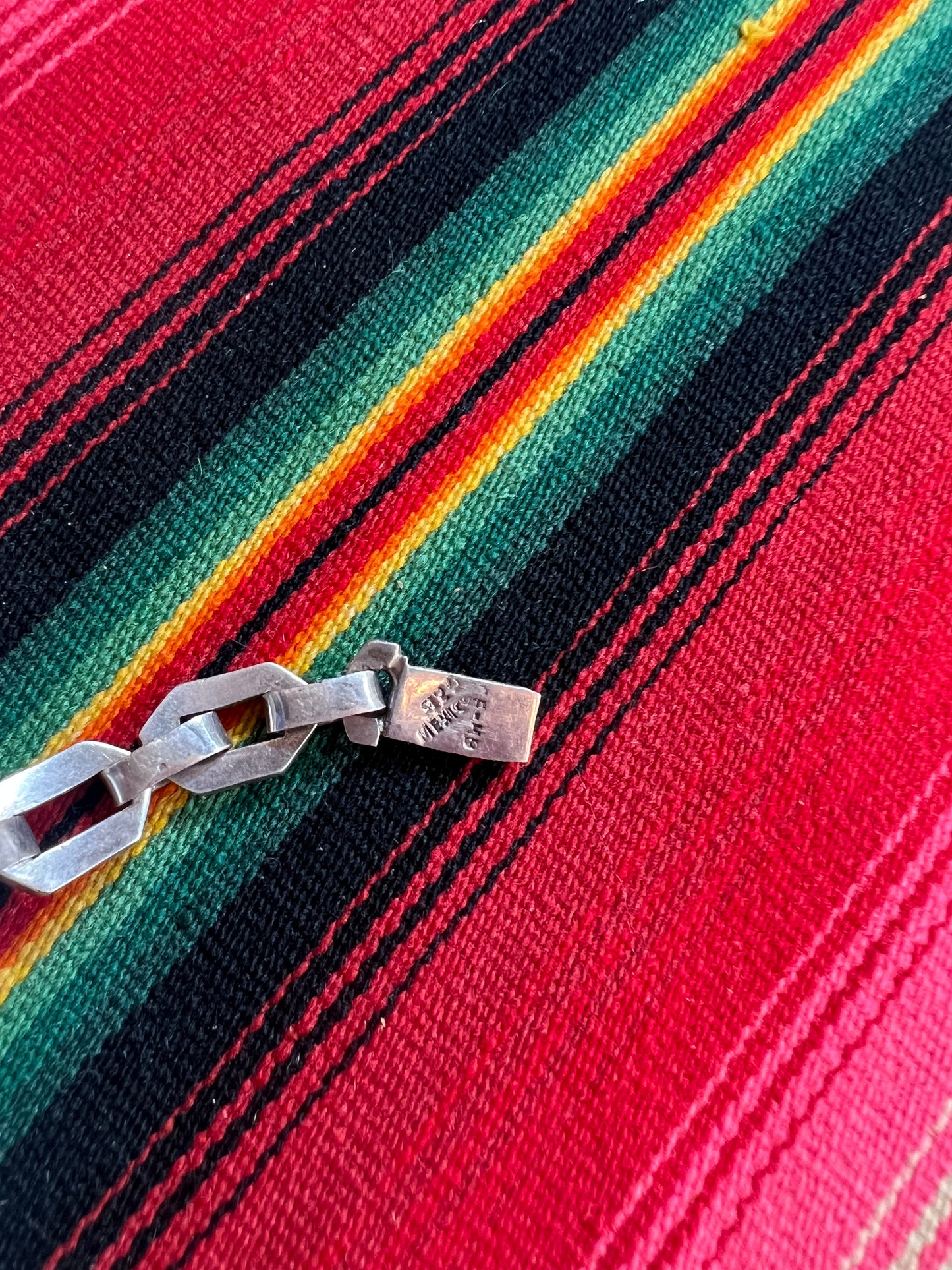 Vintage Mexican faux turquoise and sterling bracelet