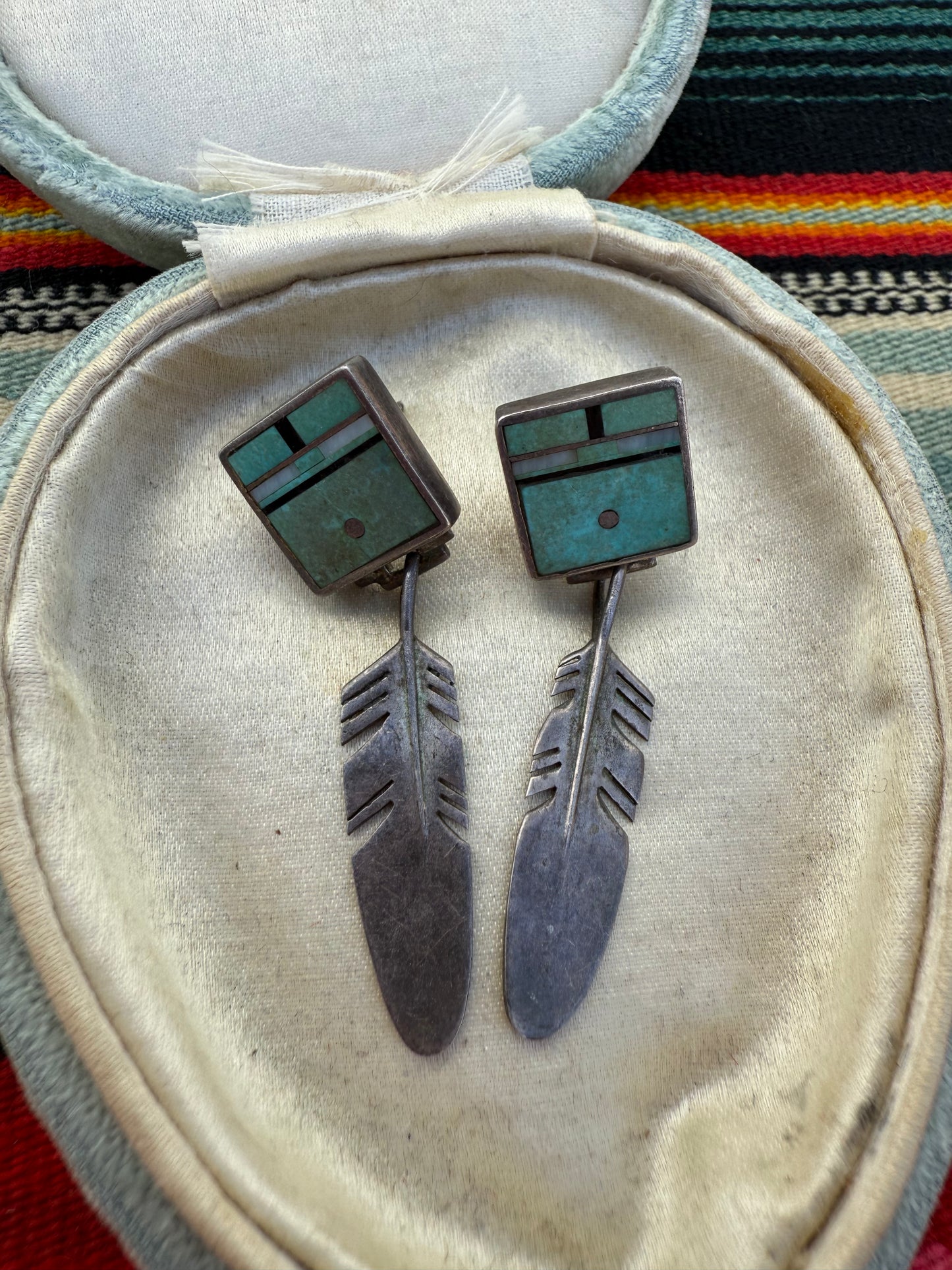 Square and Feather Earrings